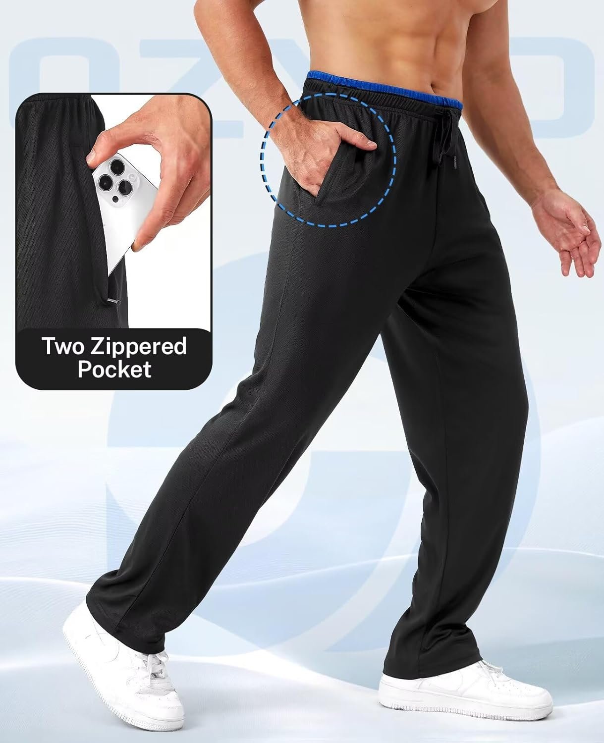 Mens Sweatpants with Zipper Pockets 5 Pack Mens Joggers for Men Open Bottom Mesh Athletic Pants for Workout,Running - Image 4