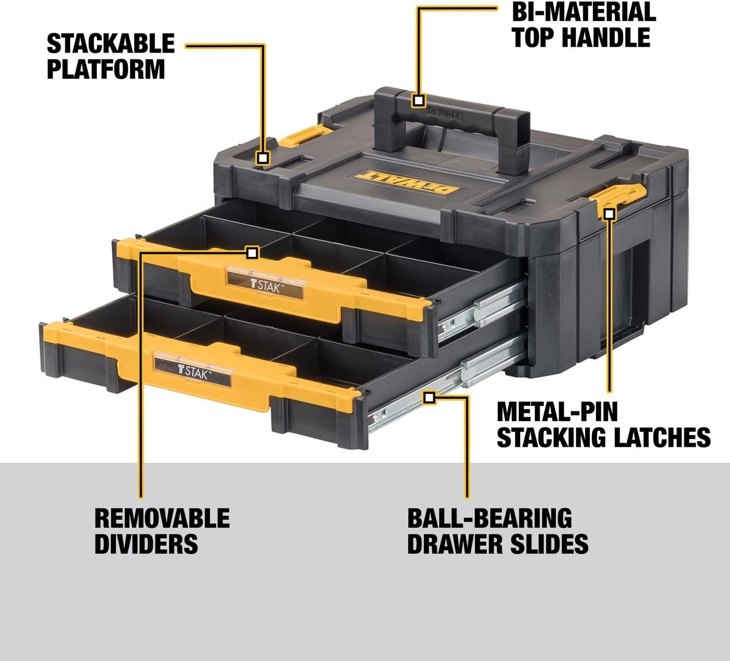 DEWALT TSTAK Tool Storage Organizer with Double Drawers, Holds Up to 16.5 lbs. (DWST17804) - Image 5