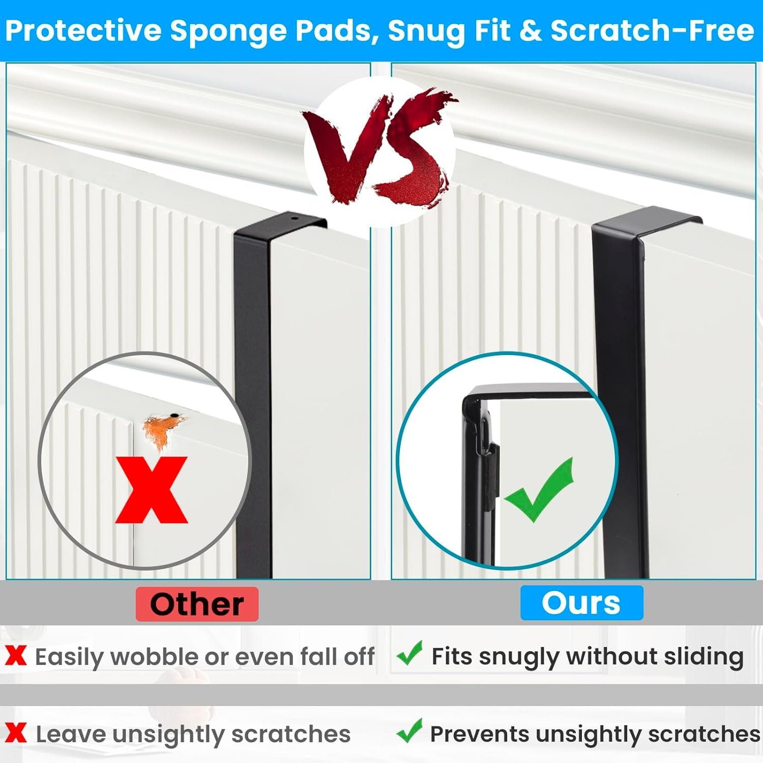 Over The Door Hooks -Adjustable Door Hook Hanger from 15-25 Inch, 4Pack Over Door Towel Rack Organizer for Bathroom, Heavy Duty Door Hook for Hanging Coat Clothes Hat, Wreath Hangers for Front Door - Image 6