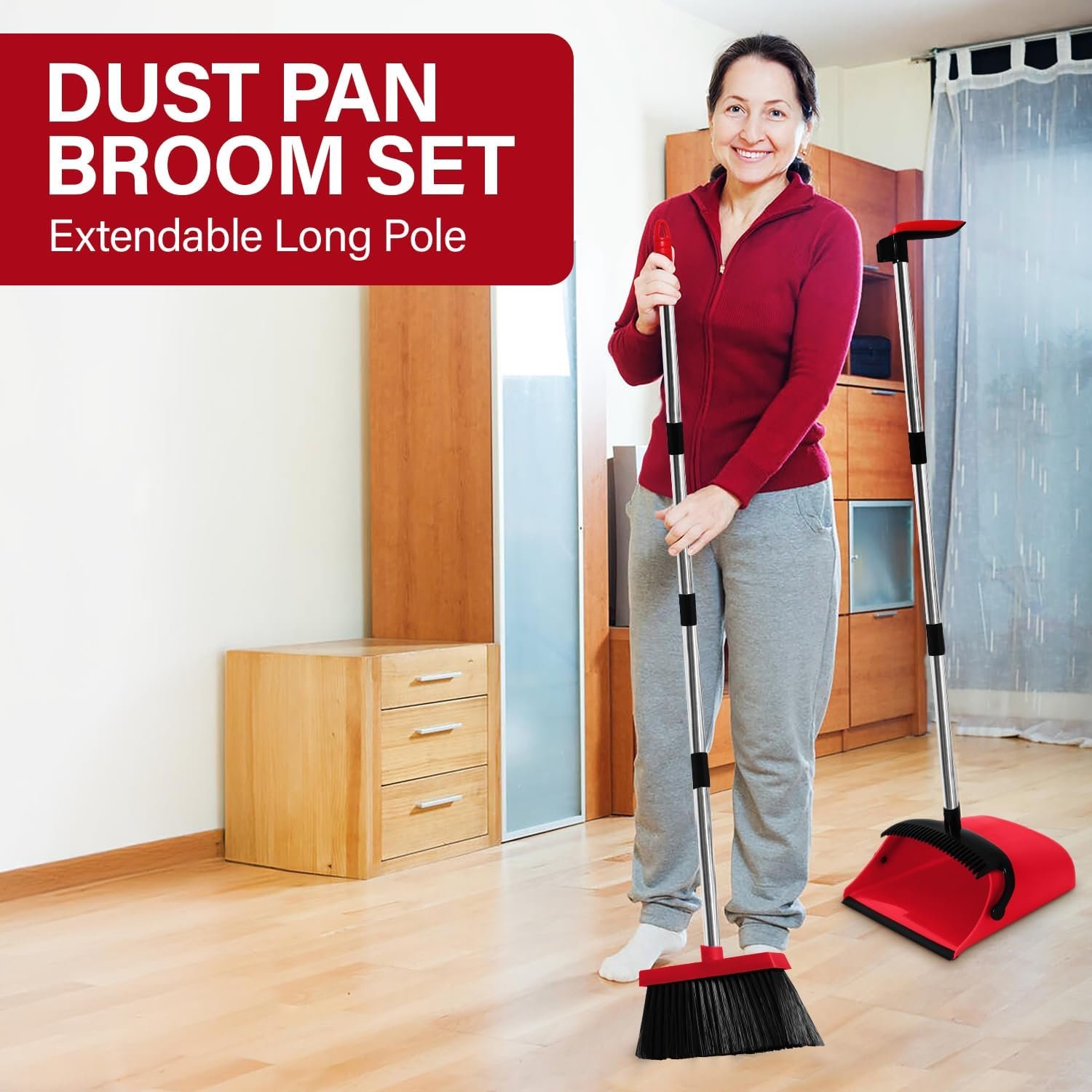 MOPPLEX Broom and Dustpan Set Combo, Kitchen Broom and Dustpan for Easy Sweeping, Premium Broom and Dustpan Set for Home Cleaning, Perfect Dust Pan and Broom Set for Home, Kitchen, and Office - Image 6