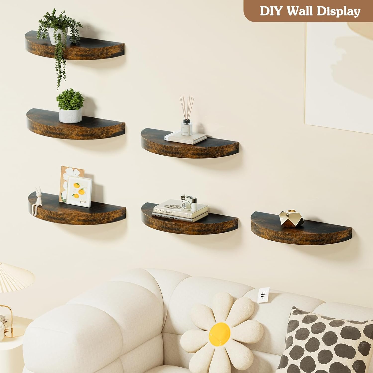 Olakee Floating Shelves for Wall Set of 3, 15.4" Rustic Wood Wall Mounted Shelves for Bathroom, Bedroom, Living Room, Kitchen, Office – Heavy Duty Decorative Storage Shelves – Carbonized Black - Image 3