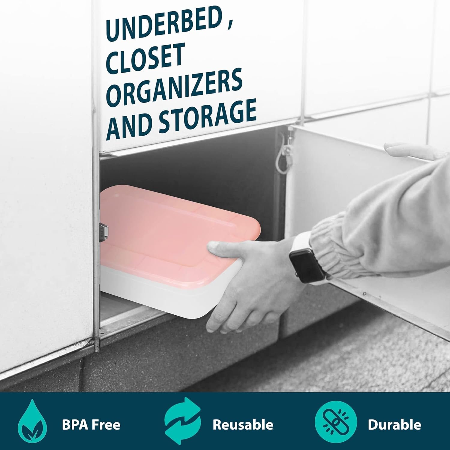 DecorRack Clear Plastic Storage Containers, 6 Quart Shoe Boxes, Stackable, Perfect for Toy Storage, Cat and Dog Food Container, Grey (6 Pack) - Image 5