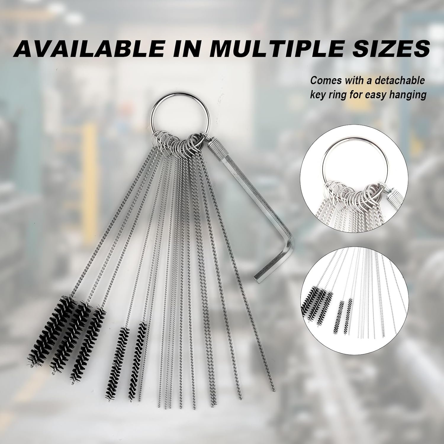 Carburetor Cleaner Tool Kit, Airbrush Torch Tip Cleaner Set Hex Wrench Pointed Pick Single-Head Brush 15 Nylon Brushes 30 Cleaning Needles 13 Cleaning Wires 4 Clean Hooks for Garburator Carb Stain - Image 4