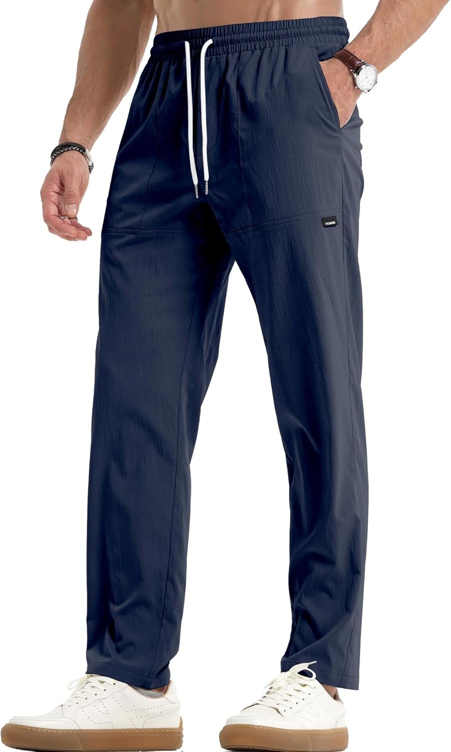 JMIERR Mens Casual Lightweight Pants Stretch Elastic Waist Drawstring Jogging Sweatpants Pants - Image 9