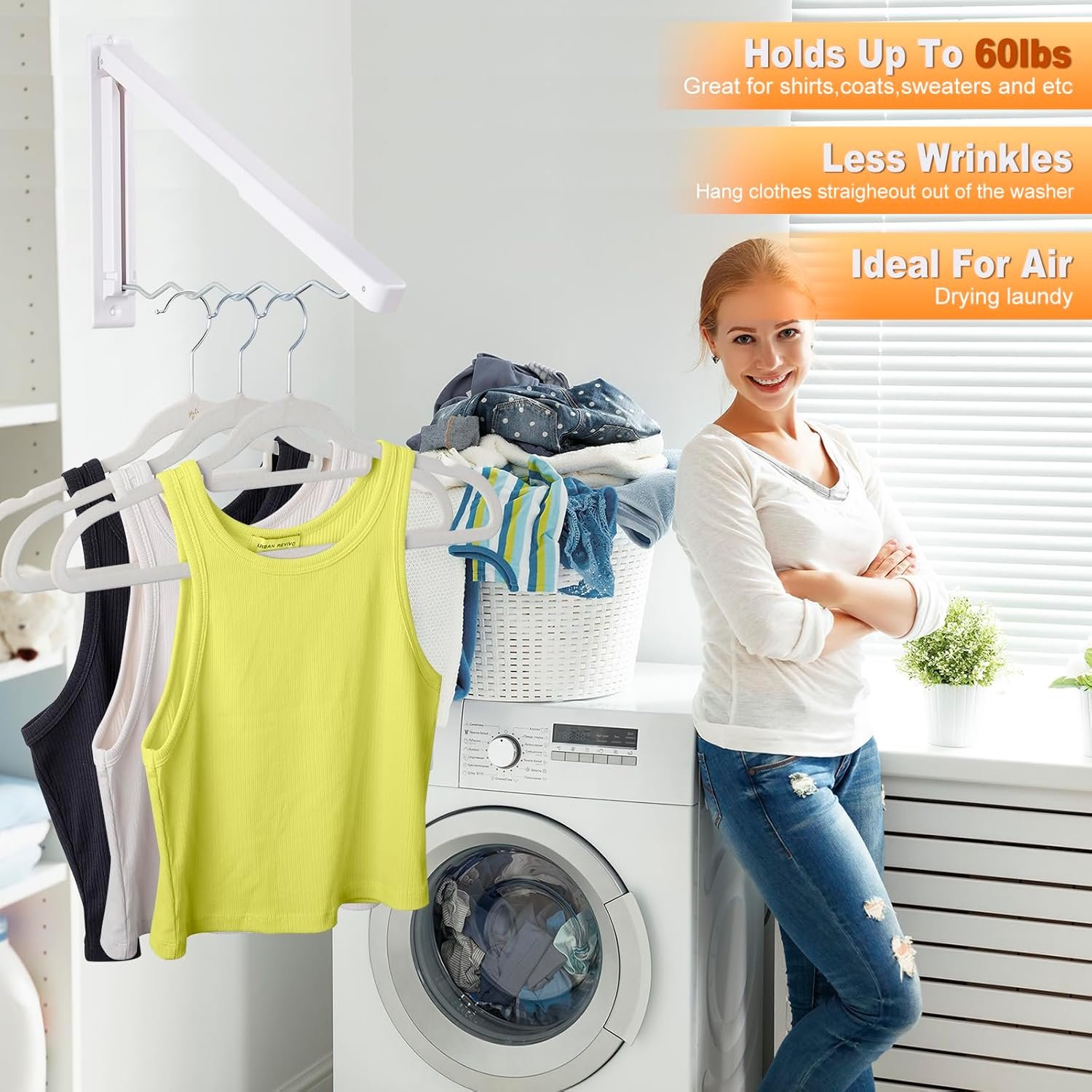 Foldable Clothes Drying RAK - Collapsible Laundry Racks for Drying Clothes with Hangers - Portable Clothes RCK Drying - Space-Saving Laundry Drying Rac Wall Drying Rack - Image 6