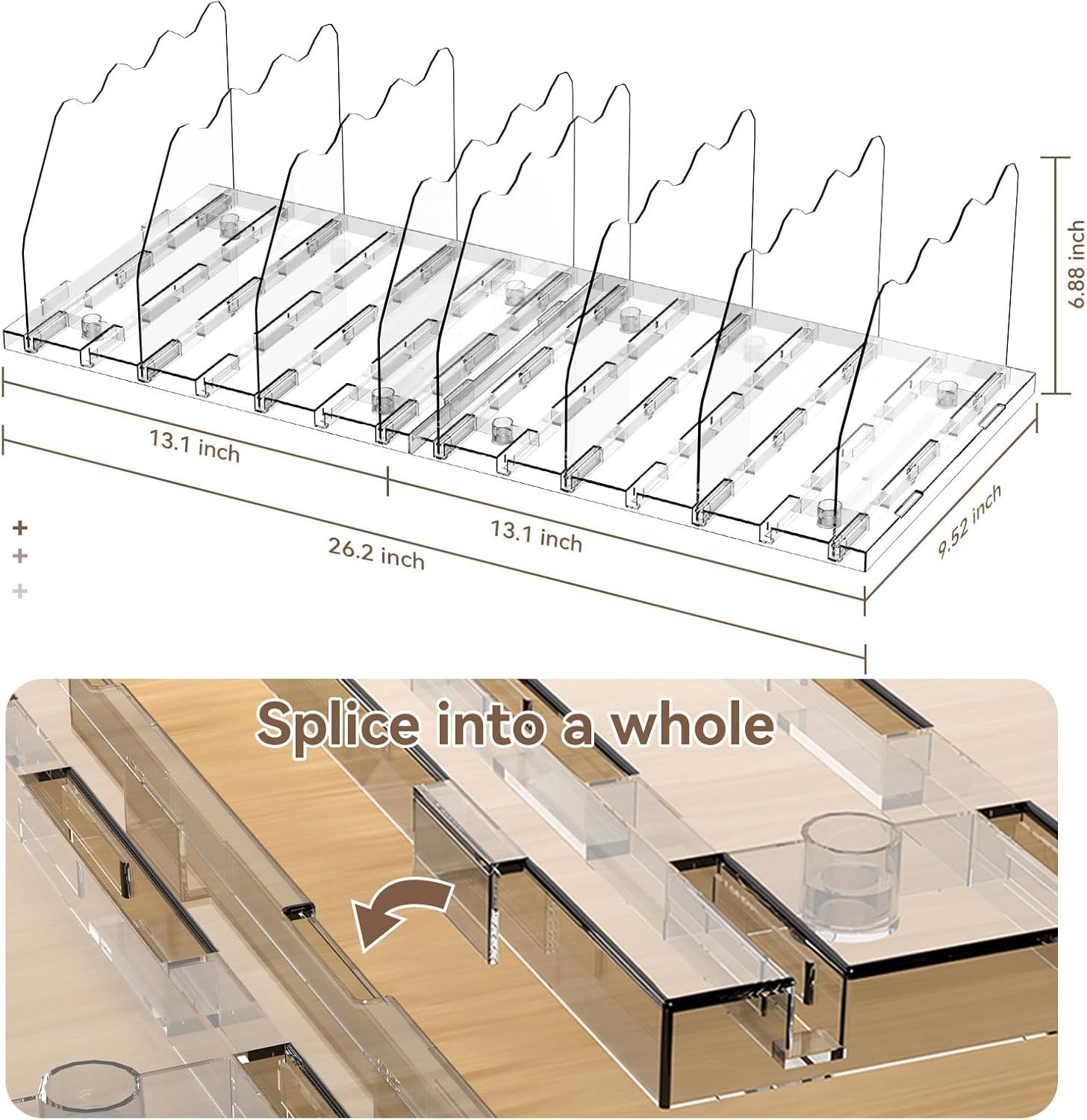 SOYO Adjustable Purse Organizers for Closet, Acrylic Shelf Divider for Bag and Purse Storage, Clear Pocketbook and Handbag Organizer, Bookshelf Separator Organizers for House, Office Use, Clear - Image 3