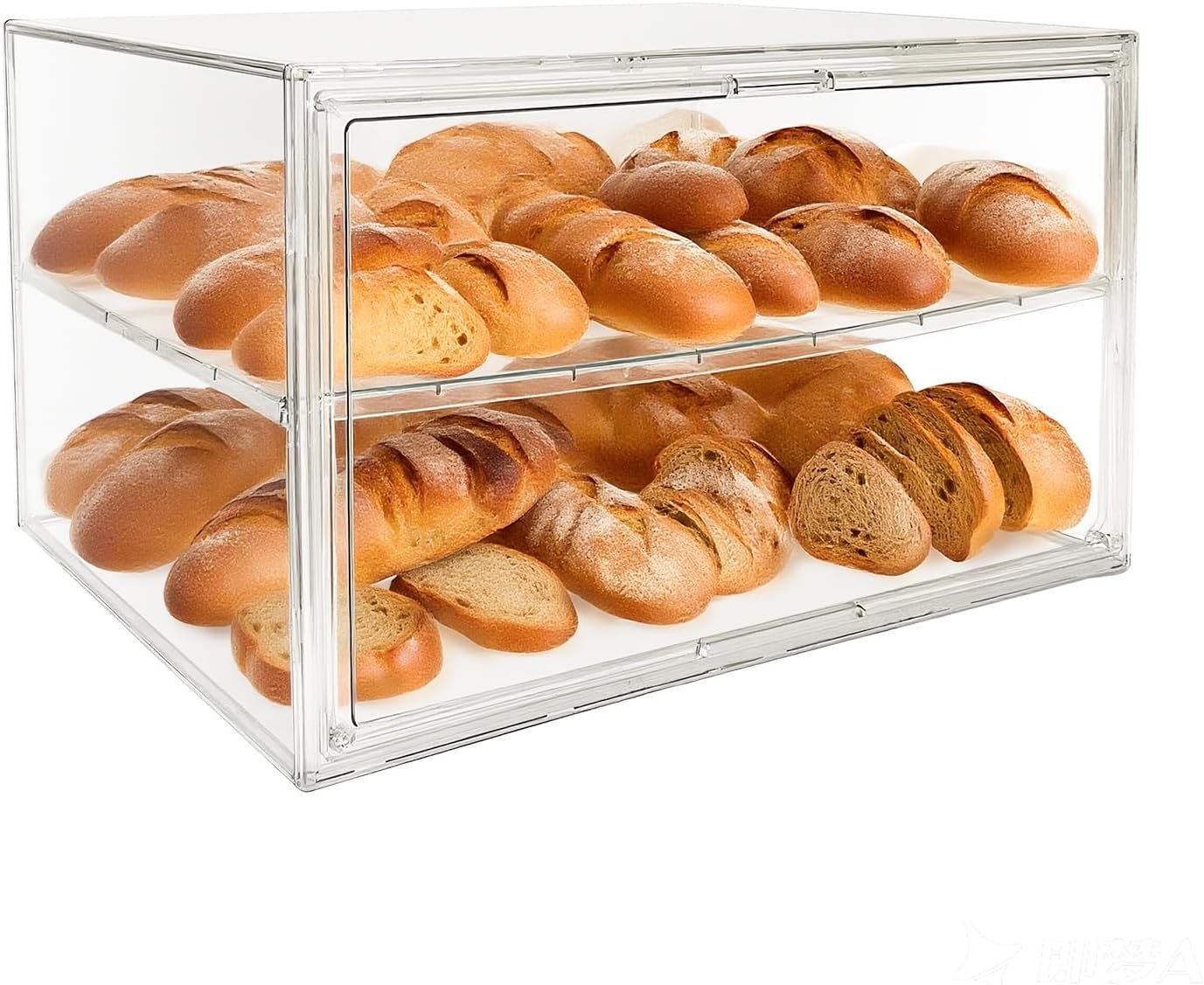 Extra Large 19.7"X14.6"X11.6" Clear Bread Box for Kitchen Counter, Acrylic Pastry Display Case Stackable Storage Container Plastic Bakery Display Case with Magnetic Door - Image 2