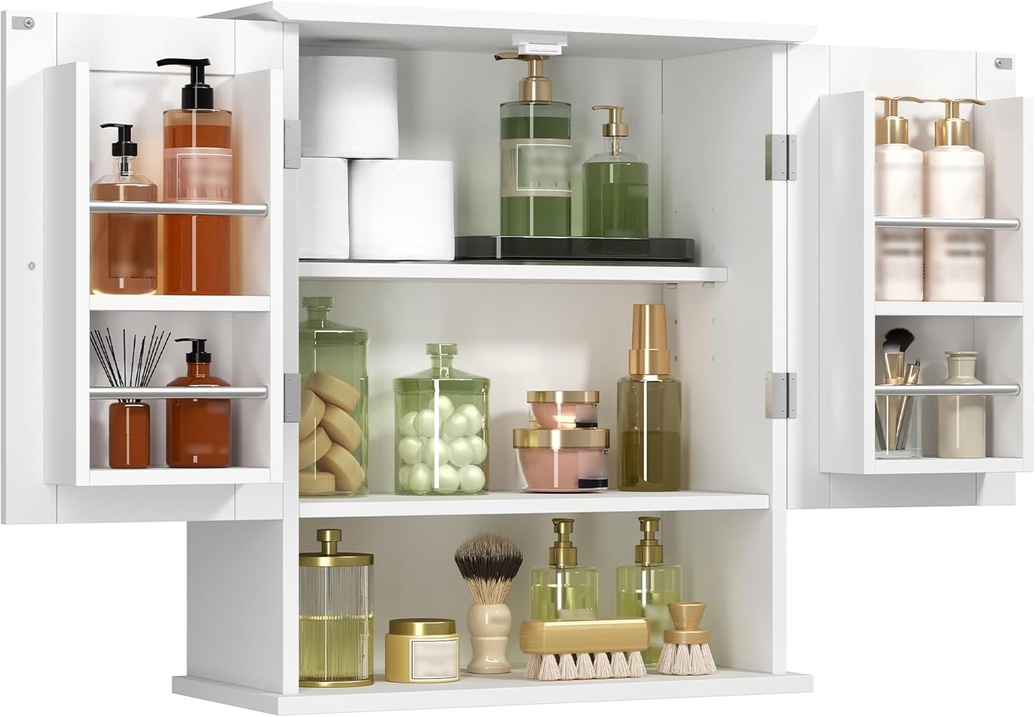 ChooChoo Kitchen Cabinet Wall Mounted, Laundry Room Cabinet with Door Shelves, Bathroom Wall Cabinet with Adjustable Shelf, Medicine Cabinet for Bathroom, Kitchen, Laundry Room, White - Image 8