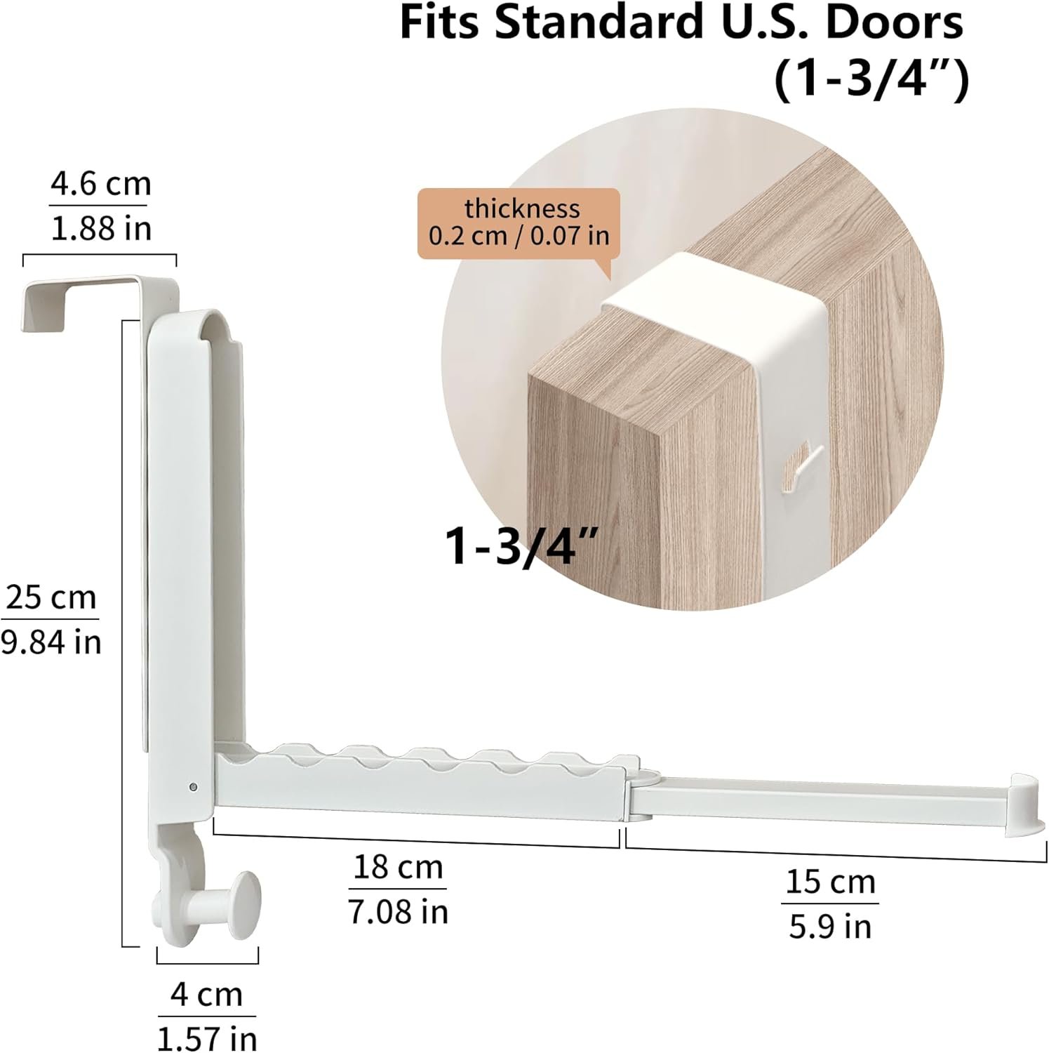 Over The Door Hooks Hanger Fit Door up to 1 3/4" Optimal 1pc,Over The Door Hanger with Retractable Rod,Foldable Over The Door Drying Rack for Laundry Bathroom Bedroom (Milky White, 1 Pack) - Image 4