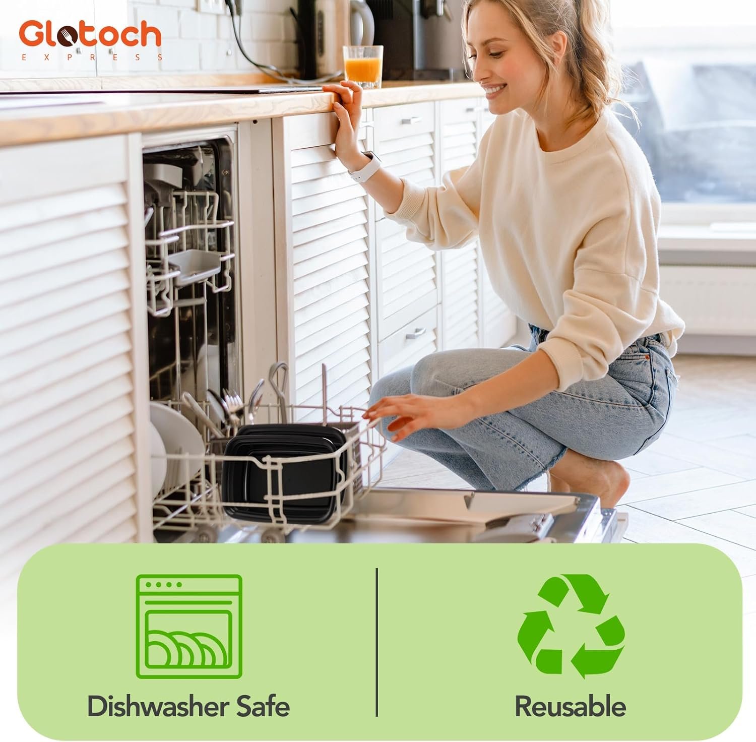 100-Piece (50-Pack) 24 OZ Meal Prep Containers Reusable with Lids, Sturdy Leakproof & Food Safe, Microwave, Freezer, Dishwasher Safe To Go Food Containers, Plastic Take Out Containers, Black - Image 10