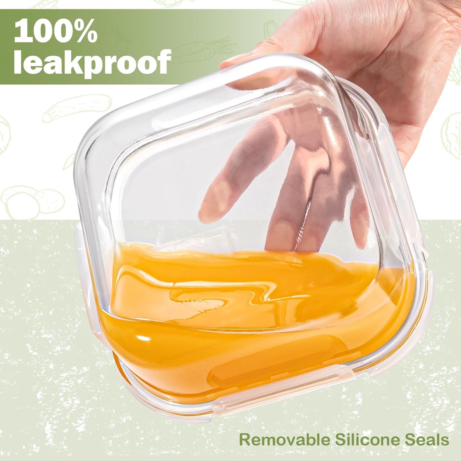 Sandwich Containers/Box for Lunch, 24 oz Freezer Safe Borosilicate Glass Food Storage Containers, 3 Cup Square Glass Containers with Lids, Small Glass Freezer Yogurt/Cereal Bowls for Meal Prep, 4 Pack - Image 5