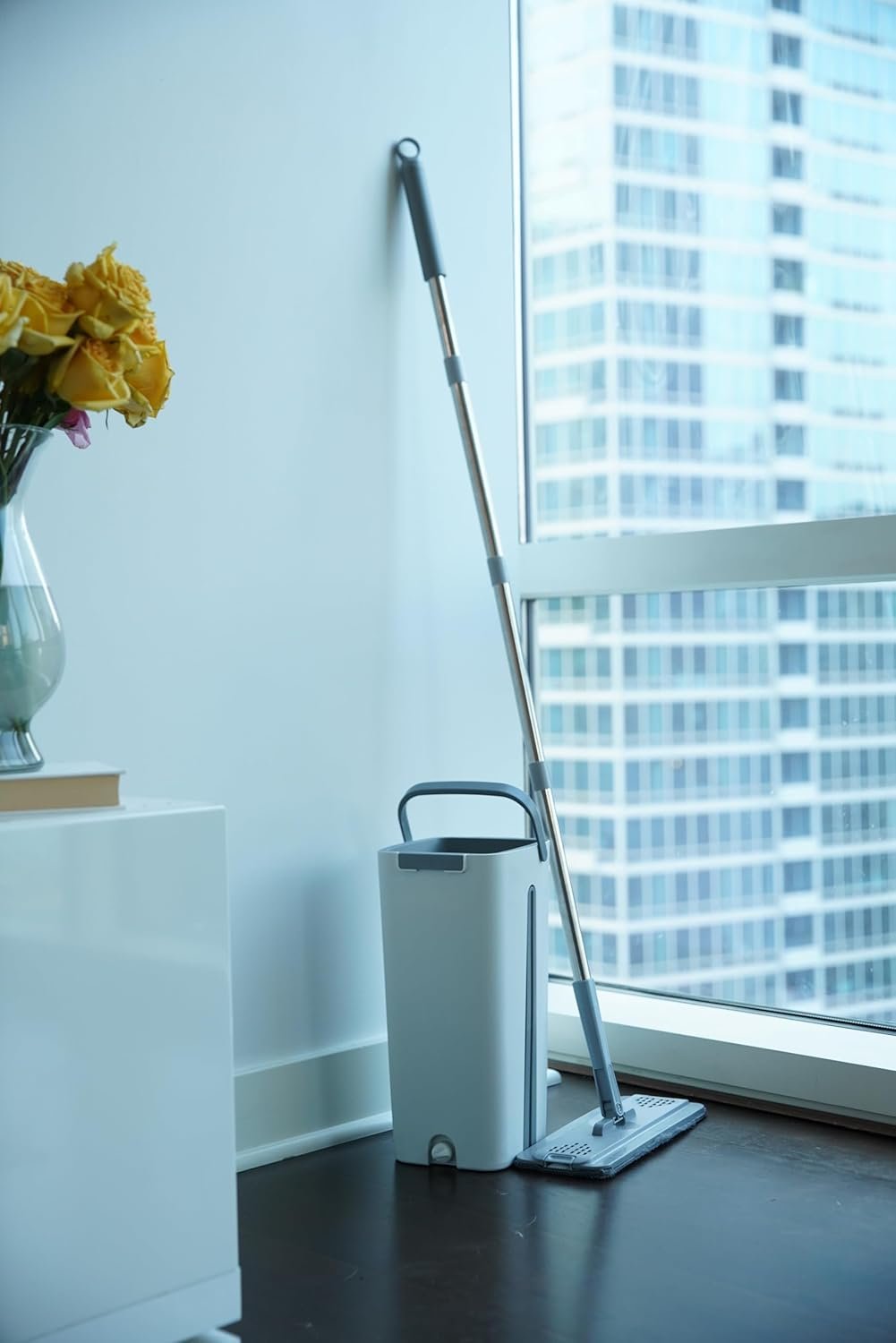 Mop and Bucket with Wringer Set, Hands Free Flat Floor Mop and Bucket, with 3 Washable Microfiber Pads, Wet and Dry Use, Floor Cleaning System, Flat Mop Bucket System, Reusable Microfiber Mop Pads - Image 3