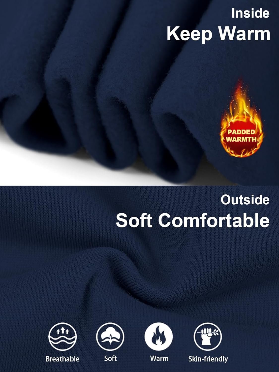 Mens Fleece Cargo Sweatpants Heavyweight Elastic Waist Pants with Pockets Baggy Drawstring Jogger Pants - Image 6