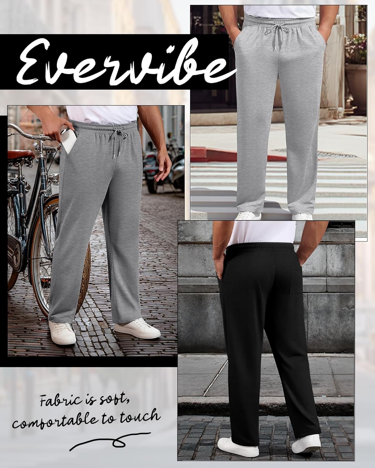 3 Pack Men's Big and Tall Sweatpants Athletic Workout Lounge Pants Plus Size Drawstring Joggers with 3 Pockets - Image 7