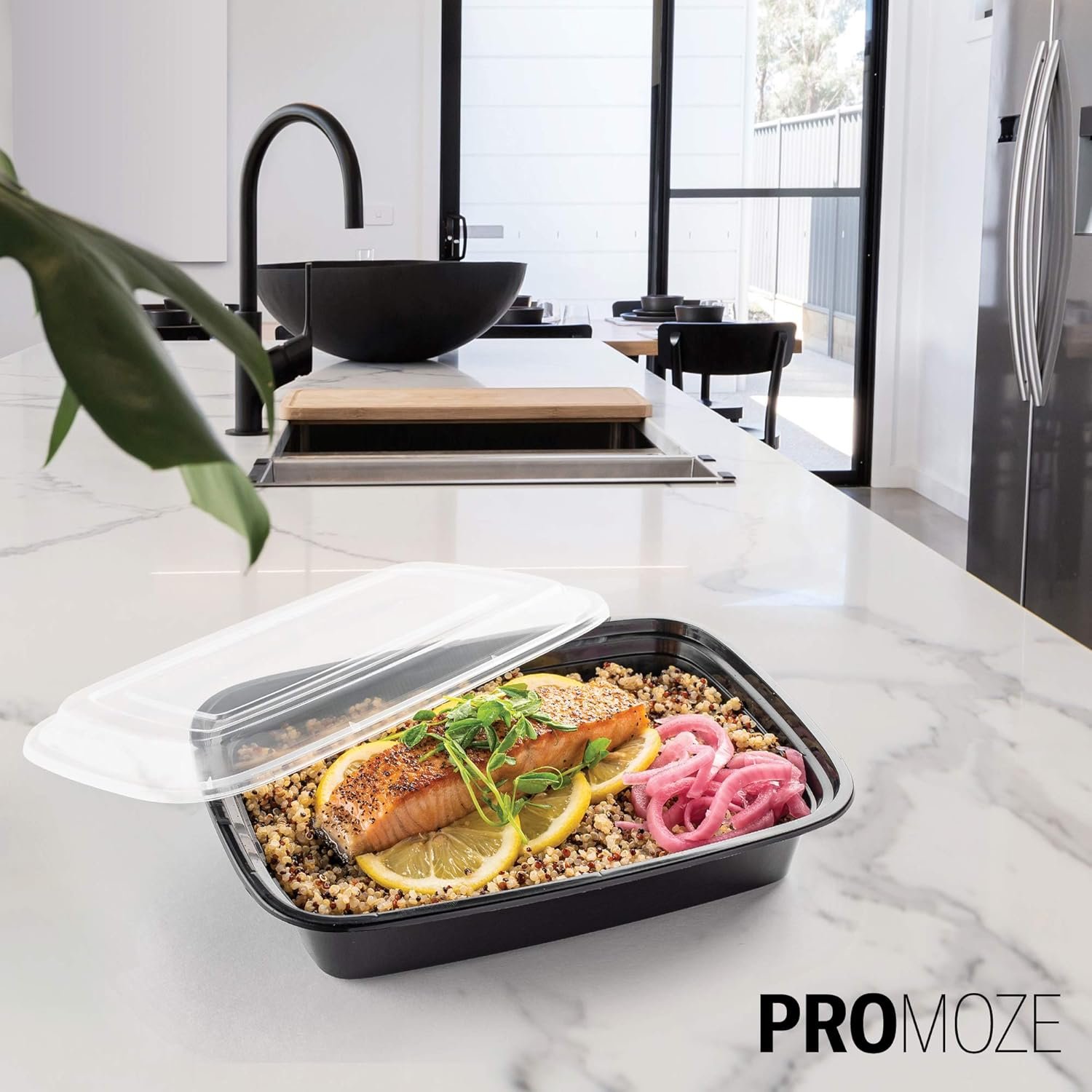 50-Pack Reusable Meal Prep Containers Microwave Safe Food Storage Containers with Lids, 28 oz - 1 Compartment Take Out Disposable Plastic Bento Lunch Box To Go, BPA Free - Dishwasher & Freezer Safe - Image 7