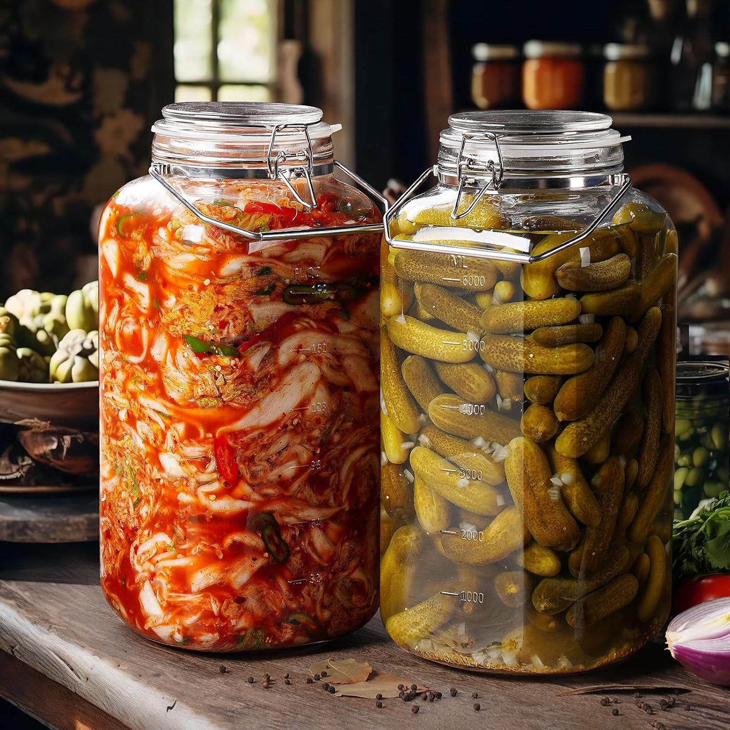 2 Gallon Glass Jar with Airtight Lid, 1 Pack Glass Storage Jars with Sturdy Stainless Steel Handle(256 FL Oz), Wide Mouth Jar, Flour Sugar Storage Containers for Rice, Cereals, Oats, Flour - Image 3