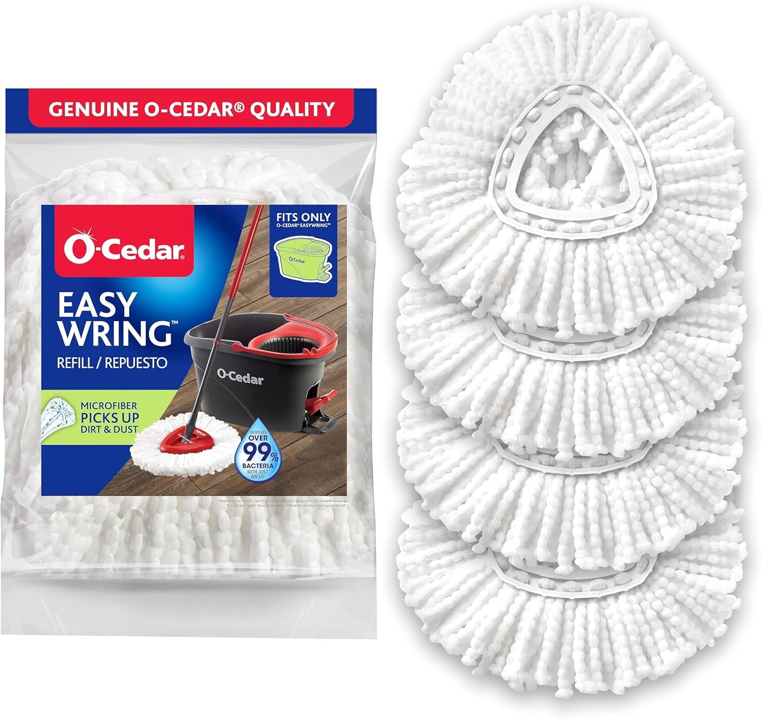 O-Cedar EasyWring Spin Mop Microfiber Refill (Pack of 4) - Image 2