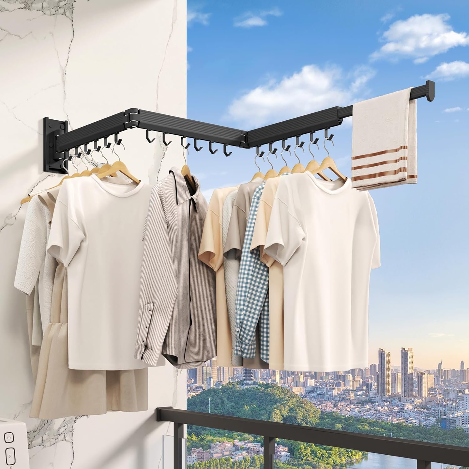 Wall Mounted Clothes Drying Rack, Collapsible Laundry Drying Rack, Retractable Foldable Drying Rack Clothing for Hanging Clothes - Image 6