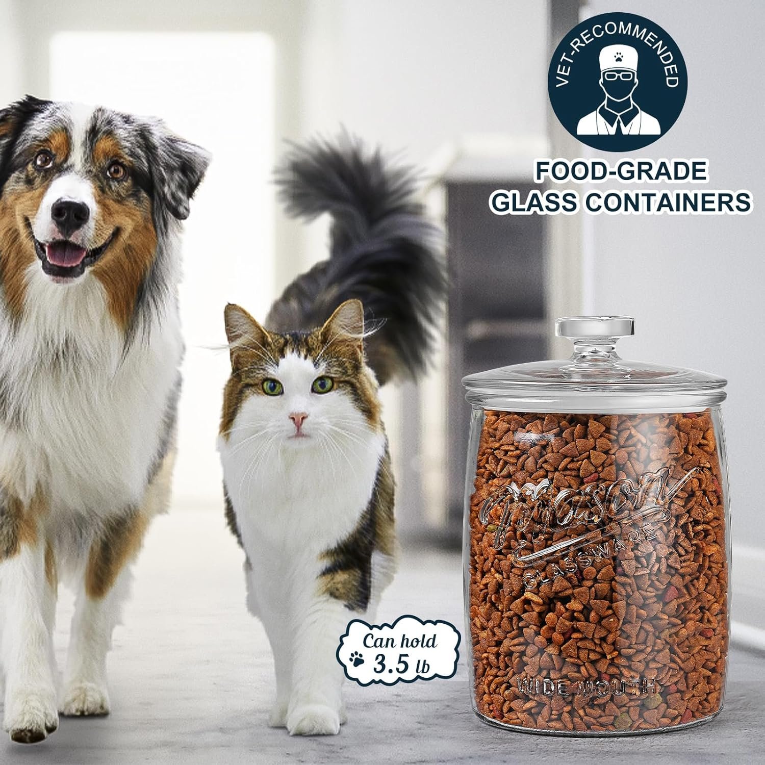 1 Gallon Glass Cookie Jar with Airtight Lid, Wide Mouth Mason Jar for Pantry & Laundry Room Organization, Large Apothecary Jars for Sugar, Candy, Rice, Dog Treat & Food Storage Jar– Set of 1 - Image 7