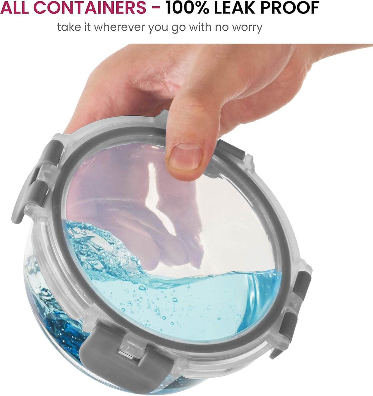 FineDine 24 Piece Premium Borosilicate Glass Meal Prep Containers Glass - Airtight Food Storage Containers with Lids, Hinged Locking Lid, BPA Free, For Meal Prep/Freezer/Oven - Image 6