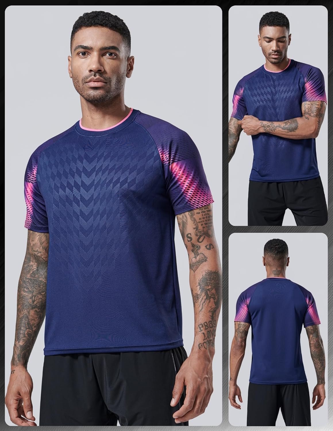 5 Pack Men’s Active Quick Dry Crew Neck T Shirts | Athletic Running Gym Workout Short Sleeve Tee Tops Bulk - Image 3