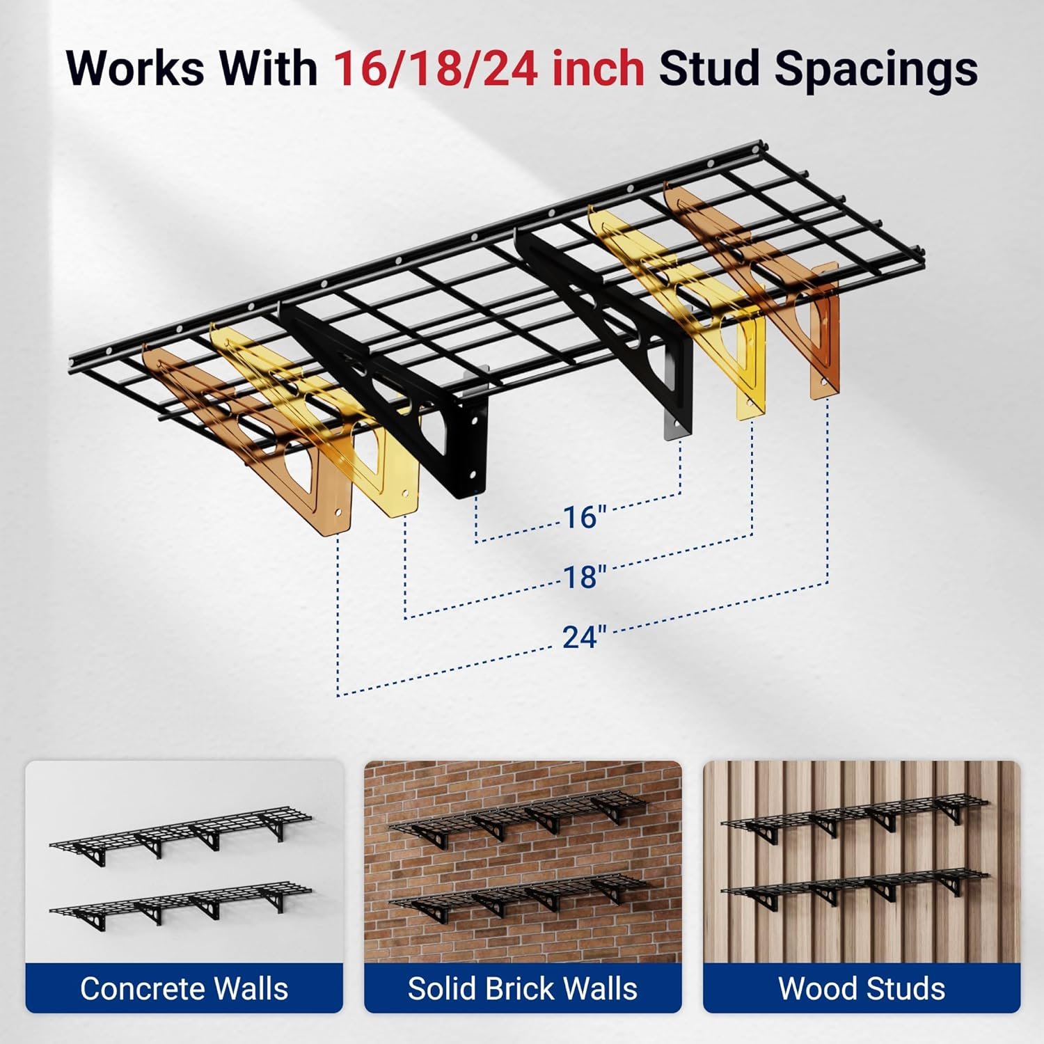 FLEXIMOUNTS 12-inch-by-72-inch Wall Shelf Garage Storage Rack Wall Mounted Floating Shelves,1x6ft,Black, 2-Pack, Classic Series - Image 6