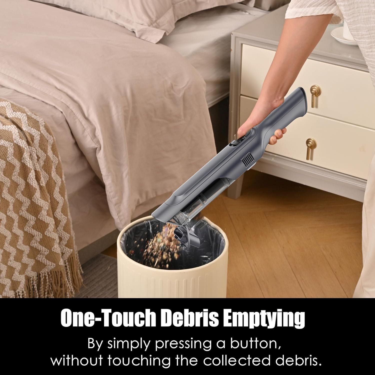 Handheld Vacuum Cordless, Lightweight 1.4lb with Powerful Suction, Charging Dock, Single Touch Empty and Detachable Dust Cup (Frosted Silver) - Image 8