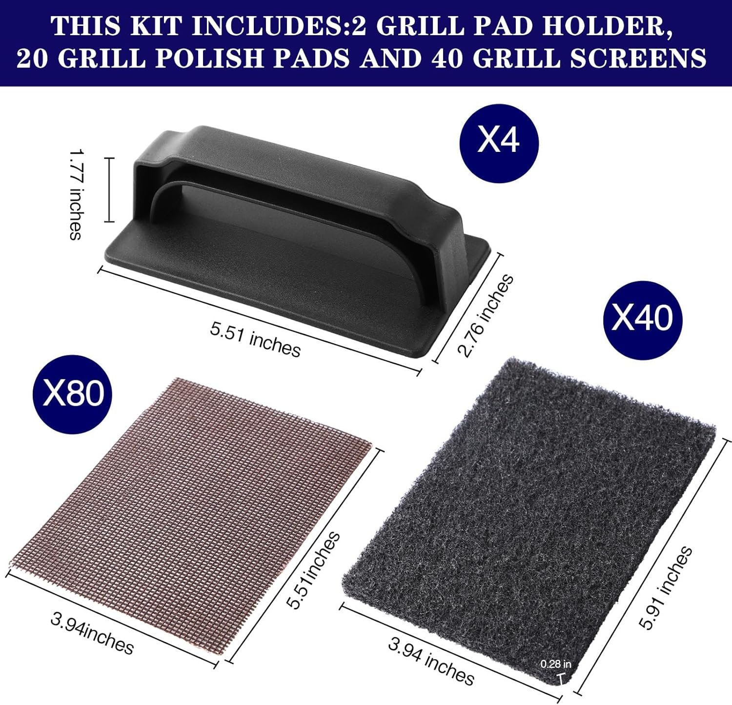 124 Pcs Griddle Cleaning Kit Screen Holder Grill Screens Cleaning Pads Heavy Duty Abrasive Mesh Pads for Flat Tops, Cast Iron, Stainless Steel Griddle Cleaner Accessories Bundle - Image 3