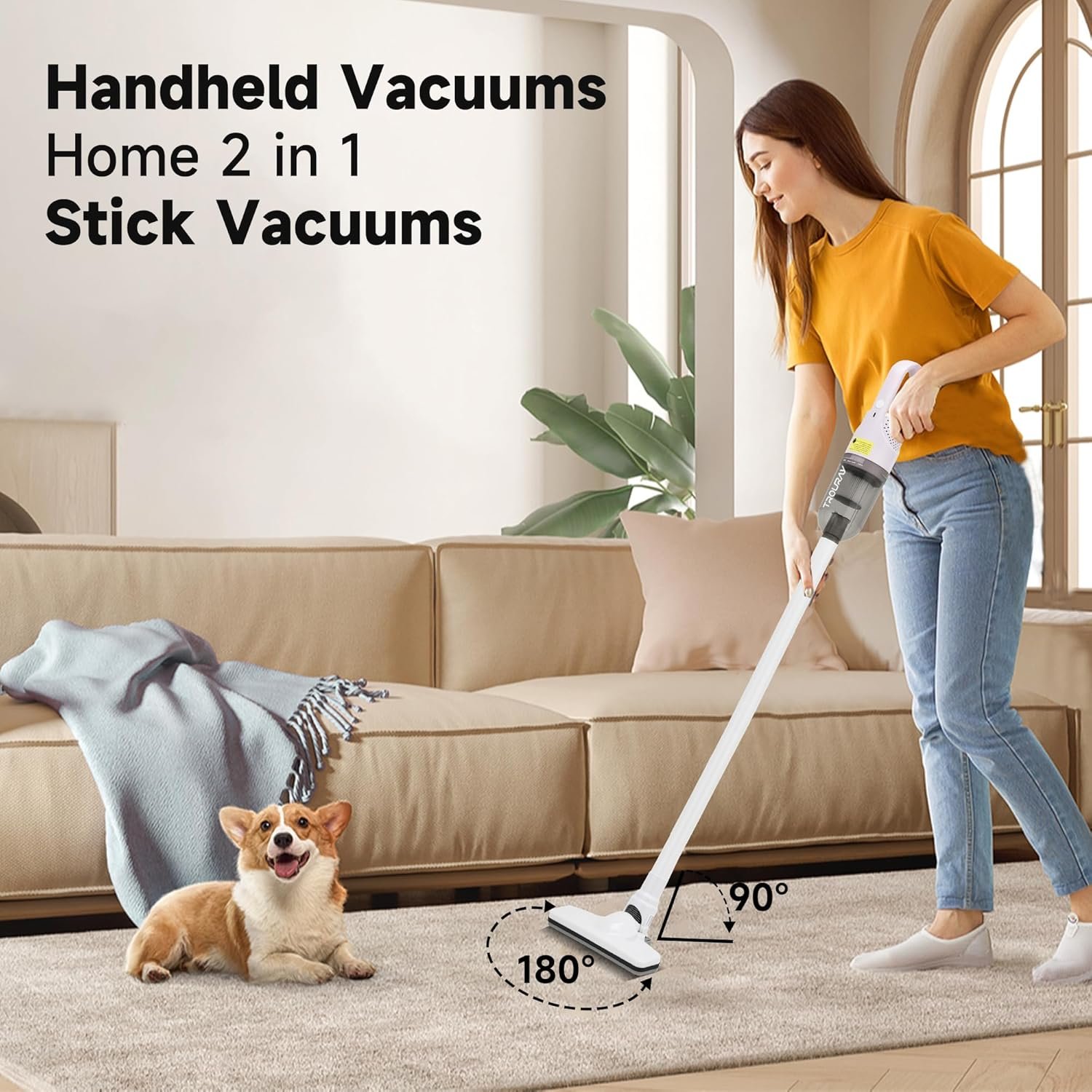 Handheld Vacuum Cleaner,Ultra-Lightweight Mini Portable Vacuums for Home, 6 in 1 Stick Vac Cleaners for Car,Pet Hair(White Cordless) - Image 4
