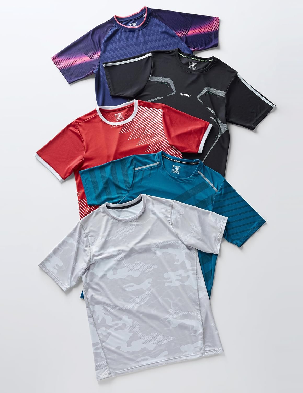 5 Pack Men’s Active Quick Dry Crew Neck T Shirts | Athletic Running Gym Workout Short Sleeve Tee Tops Bulk - Image 7