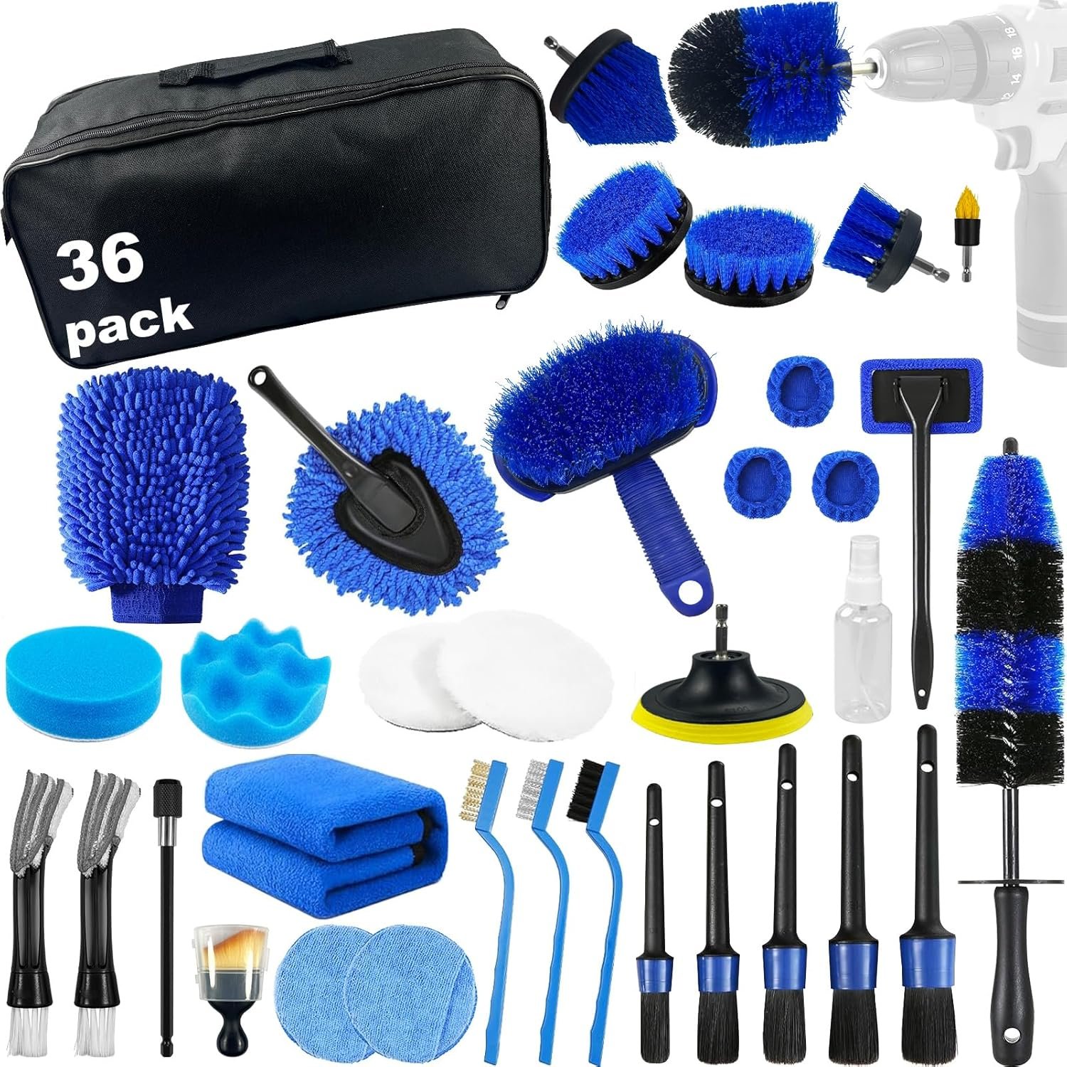 Car Detailing Kit,36pcs Car Detailing Brush Set,Car Cleaning Kit with Professional Car Detailing Brush Set,Auto Detailing Brush Set,Car Wash Kit,Car Detailing Kit Interior Exterior Wheels Cleaner - Image 2