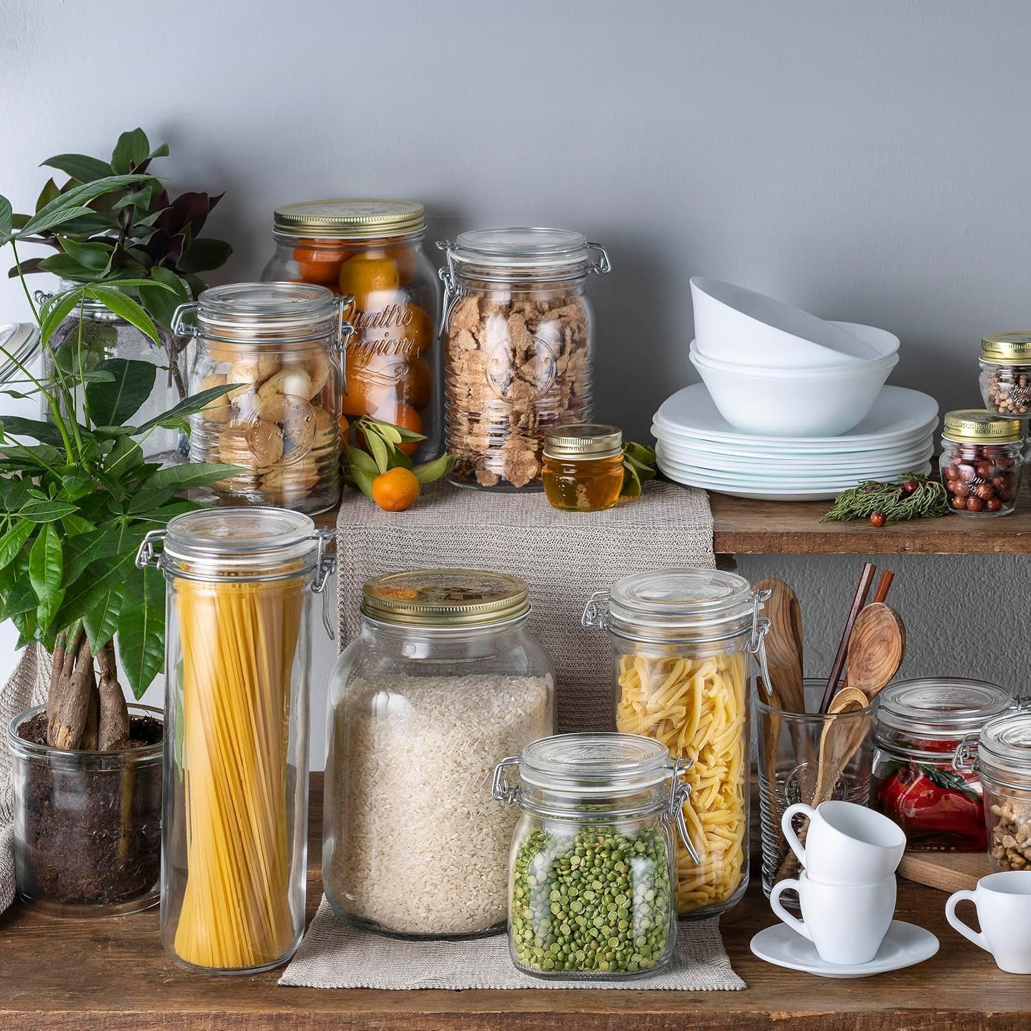 Bormioli Rocco Fido Cylinder 46 oz Airtight Jar (Set of 2) - BPA-Free Glass Ingredient Container - Ideal for Canning, Fermentation, Pantry Organization, Kitchen Storage - Dishwasher & Food Safe - Image 7