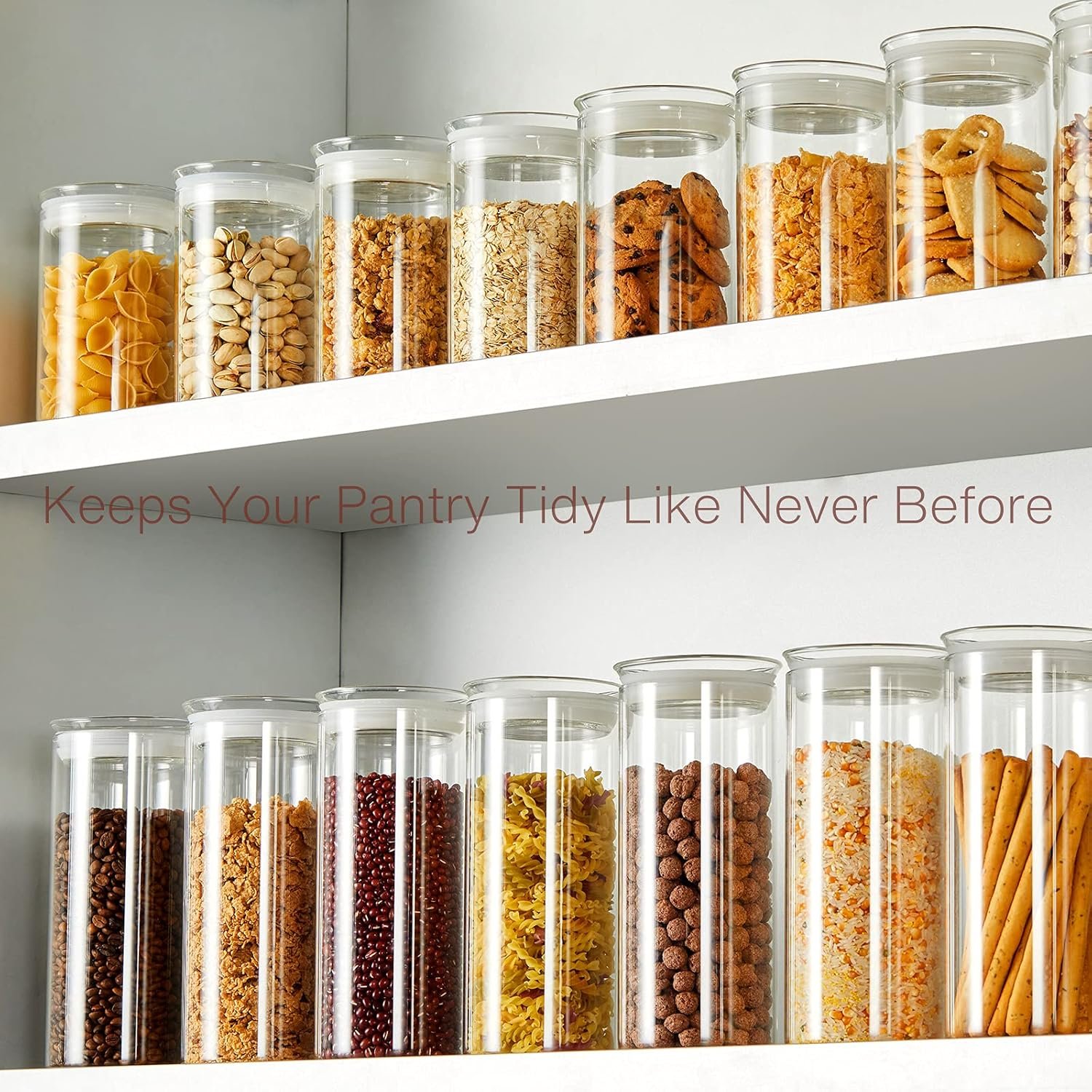 ZENS 37oz Glass Jars Set of 2, Clear Glass Kitchen Canisters with Airtight Lids, Wide Mouth Glass Storage Containers for Cereal, Coffee Beans, Loose Tea - Image 5