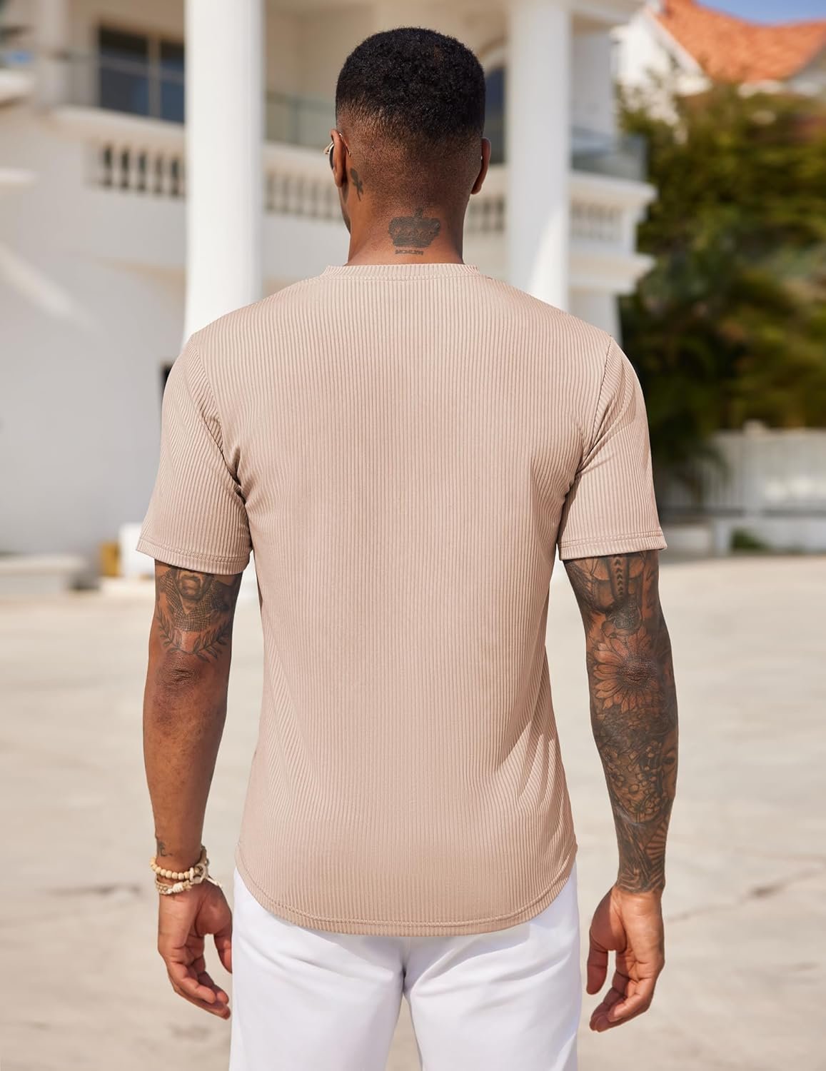 COOFANDY Mens Henley Shirts Short Sleeve Tshirt Basic Button Tees Summer Ribbed Pocket T Shirt Casual Stretch Tops - Image 5