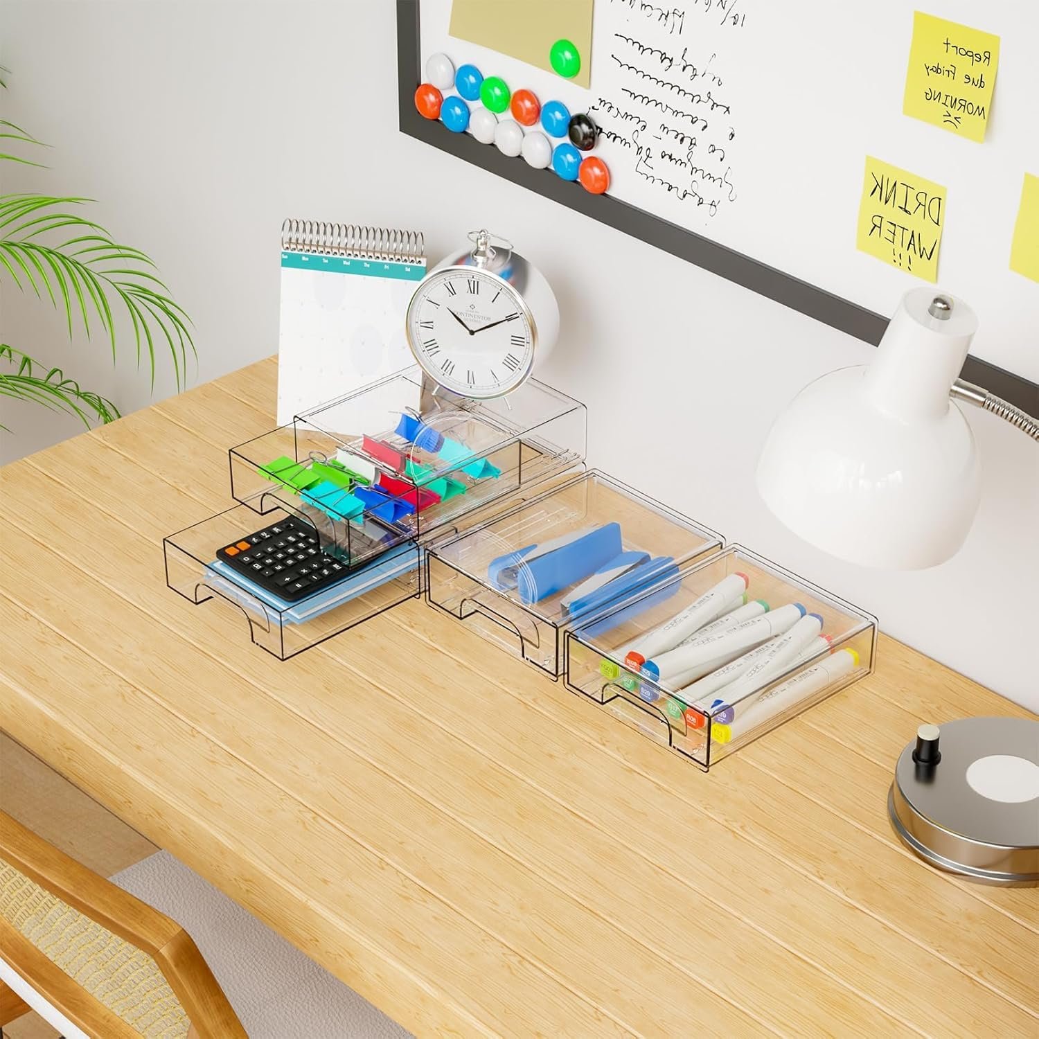 Yieach 2.2'' Tall Acrylic Clear Stackable Storage Drawer Organizer,8 Pack Desk Organization and Storage,Plastic Office Supply Organizer,Drawer Storage Organizer for Makeup,Accessory,Pen,Art Crafts - Image 8