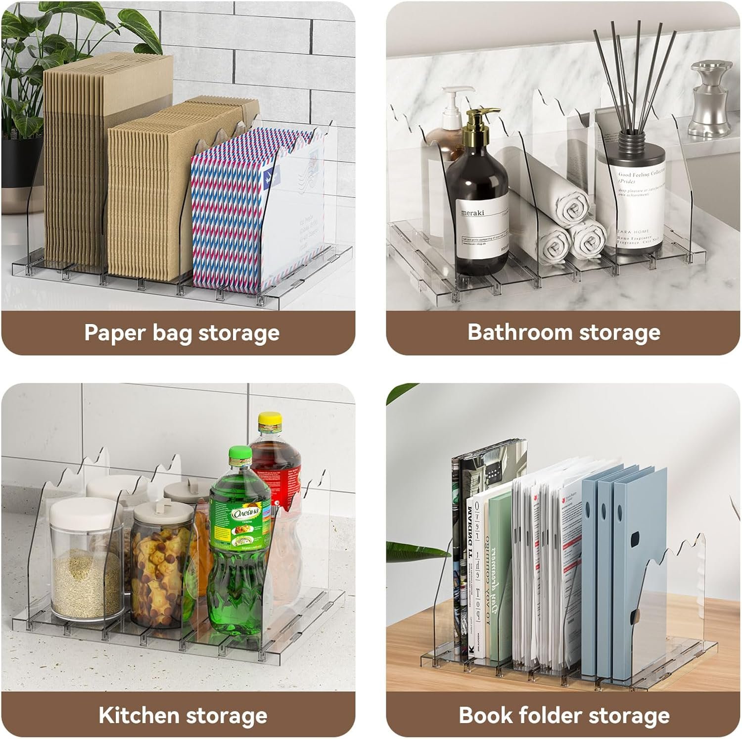 SOYO Adjustable Purse Organizers for Closet, Acrylic Shelf Divider for Bag and Purse Storage, Clear Pocketbook and Handbag Organizer, Bookshelf Separator Organizers for House, Office Use, Clear - Image 8