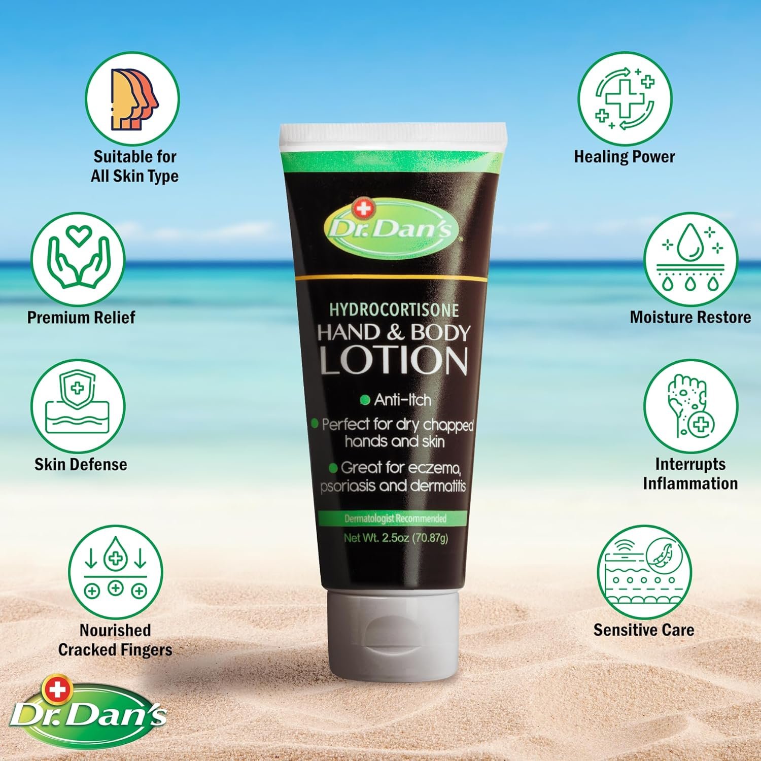 Dr. Dan's Hydrocortisone Hand and Body Lotion - Anti Itch Lotion for Men and Women - 1 Pack - Image 3