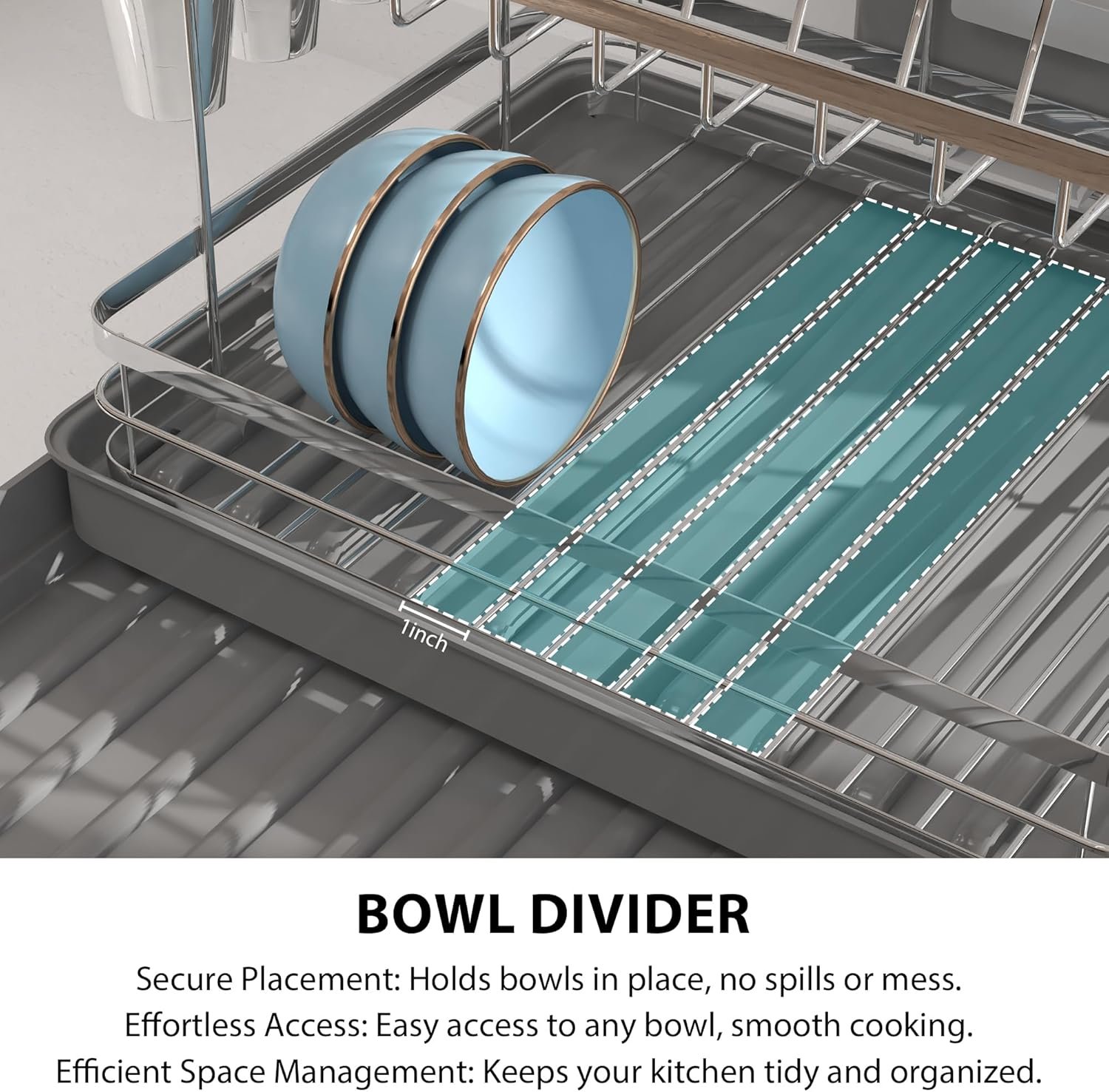 SUSTEAS Dish Drying Rack-Expandable,2 Tier Dish Drying Rack for Kitchen Counter,Large Space-Saving Drying Rack Kitchen,Cups,Utensils,Stainless Steel Dish Drainers for Kitchen Counte,Grey - Image 6
