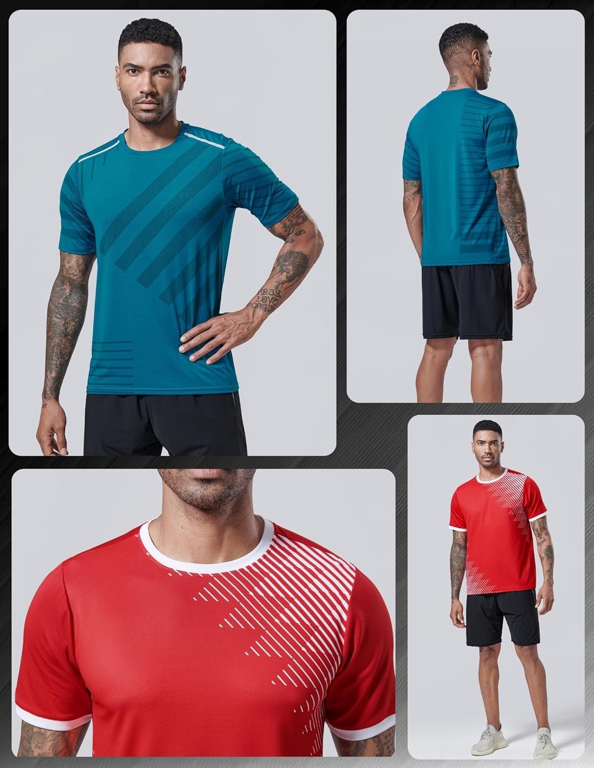 5 Pack Men’s Active Quick Dry Crew Neck T Shirts | Athletic Running Gym Workout Short Sleeve Tee Tops Bulk - Image 5