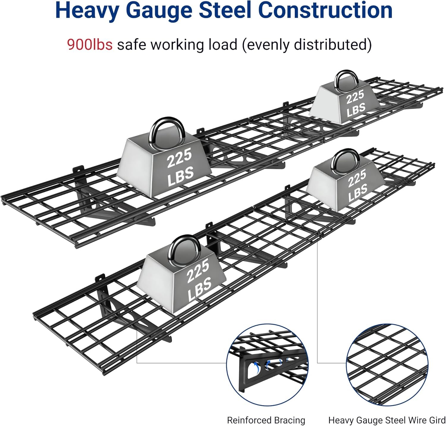 FLEXIMOUNTS 12-inch-by-72-inch Wall Shelf Garage Storage Rack Wall Mounted Floating Shelves,1x6ft,Black, 2-Pack, Classic Series - Image 3