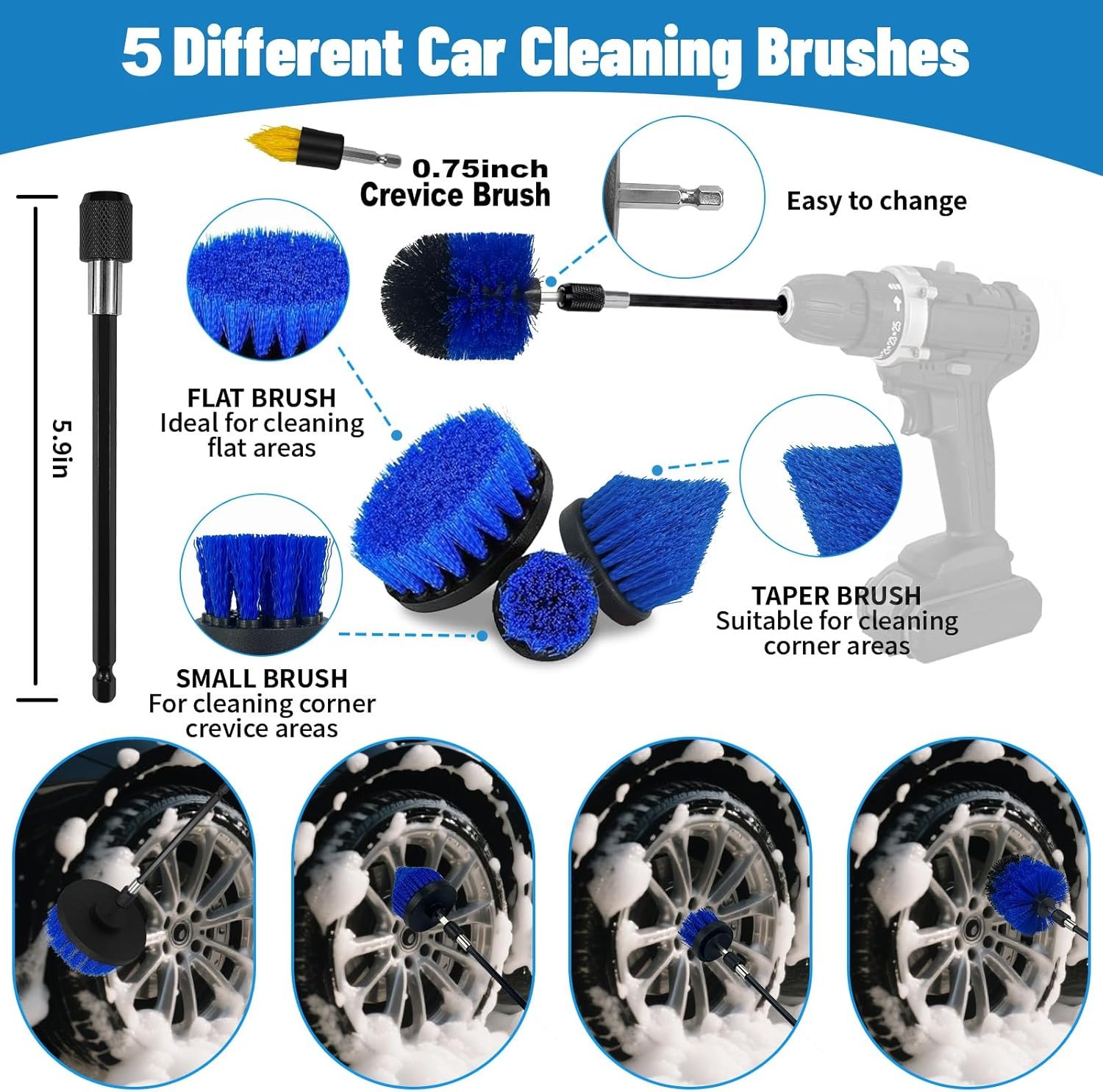 Car Detailing Kit,36pcs Car Detailing Brush Set,Car Cleaning Kit with Professional Car Detailing Brush Set,Auto Detailing Brush Set,Car Wash Kit,Car Detailing Kit Interior Exterior Wheels Cleaner - Image 4