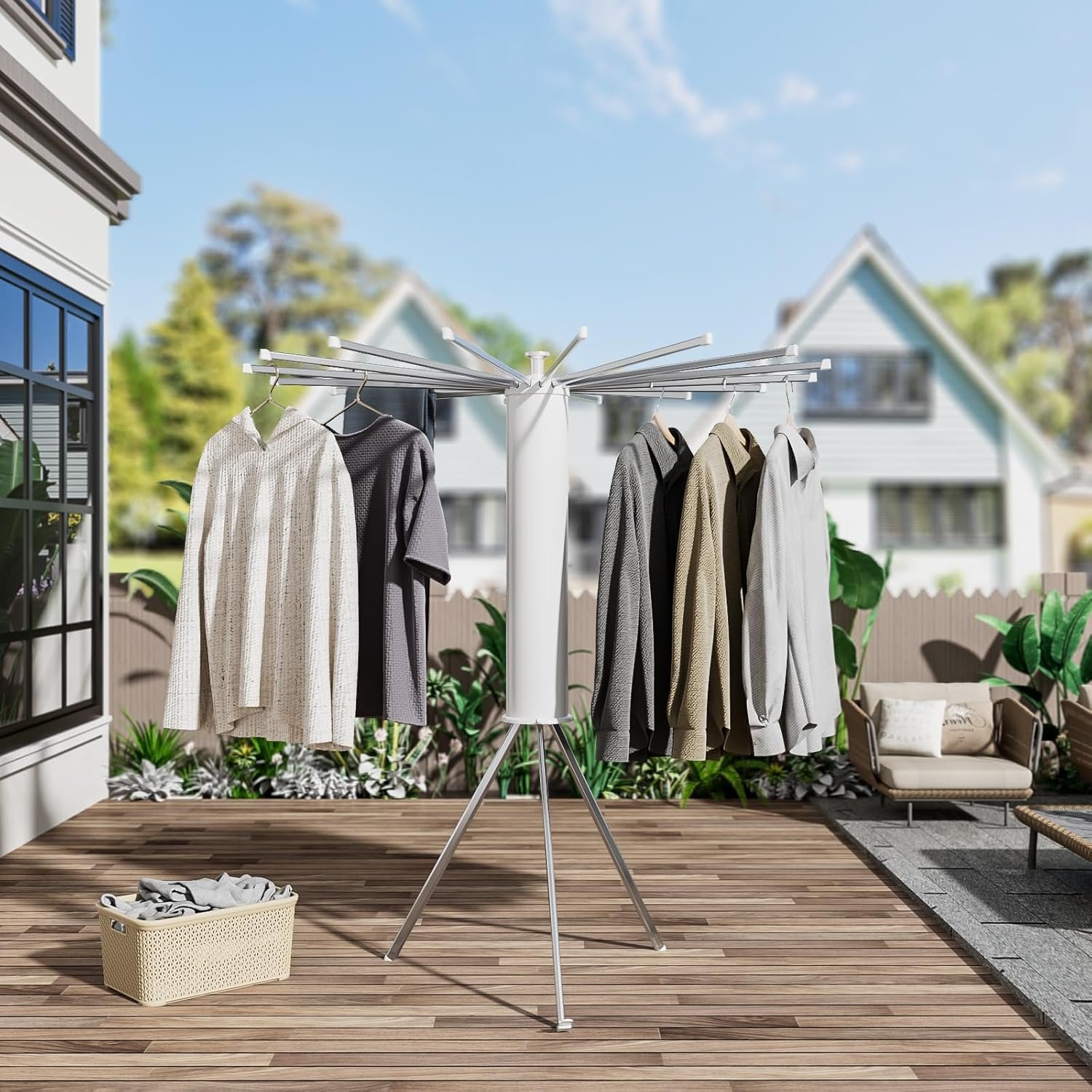 Drying Rack Clothing, Collapsible Drying Racks for Laundry, Portable Drying Rack, Indoor Clothes Drying Rack with 16 Adjustable Aluminum Poles, Clothing Dry Rack for Outdoor, Laundry Room, Indoor. - Image 5