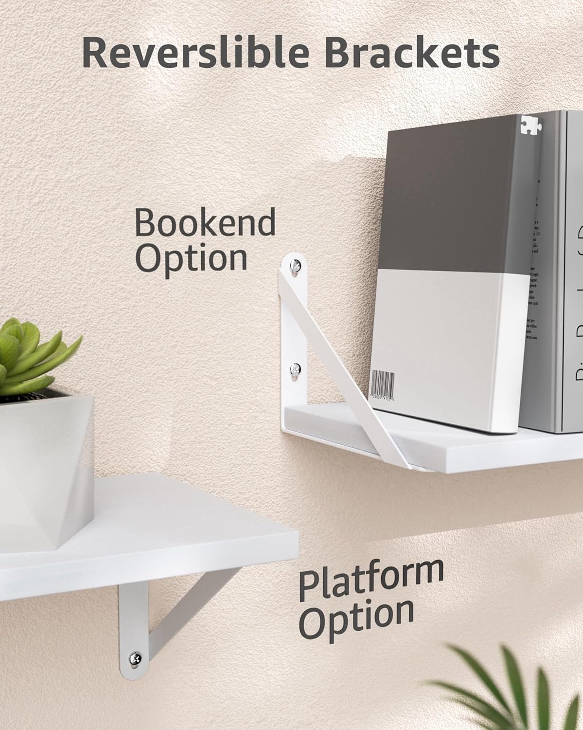 Wall Shelves 7.3" Deep Set of 3, Solid Paulownia Wood Wider Longer Sturdy Easy to Install Wall Mounted Bookshelves Storage Shelves Bathroom Storage Office Laundry Room Bedroom Organizer White - Image 5