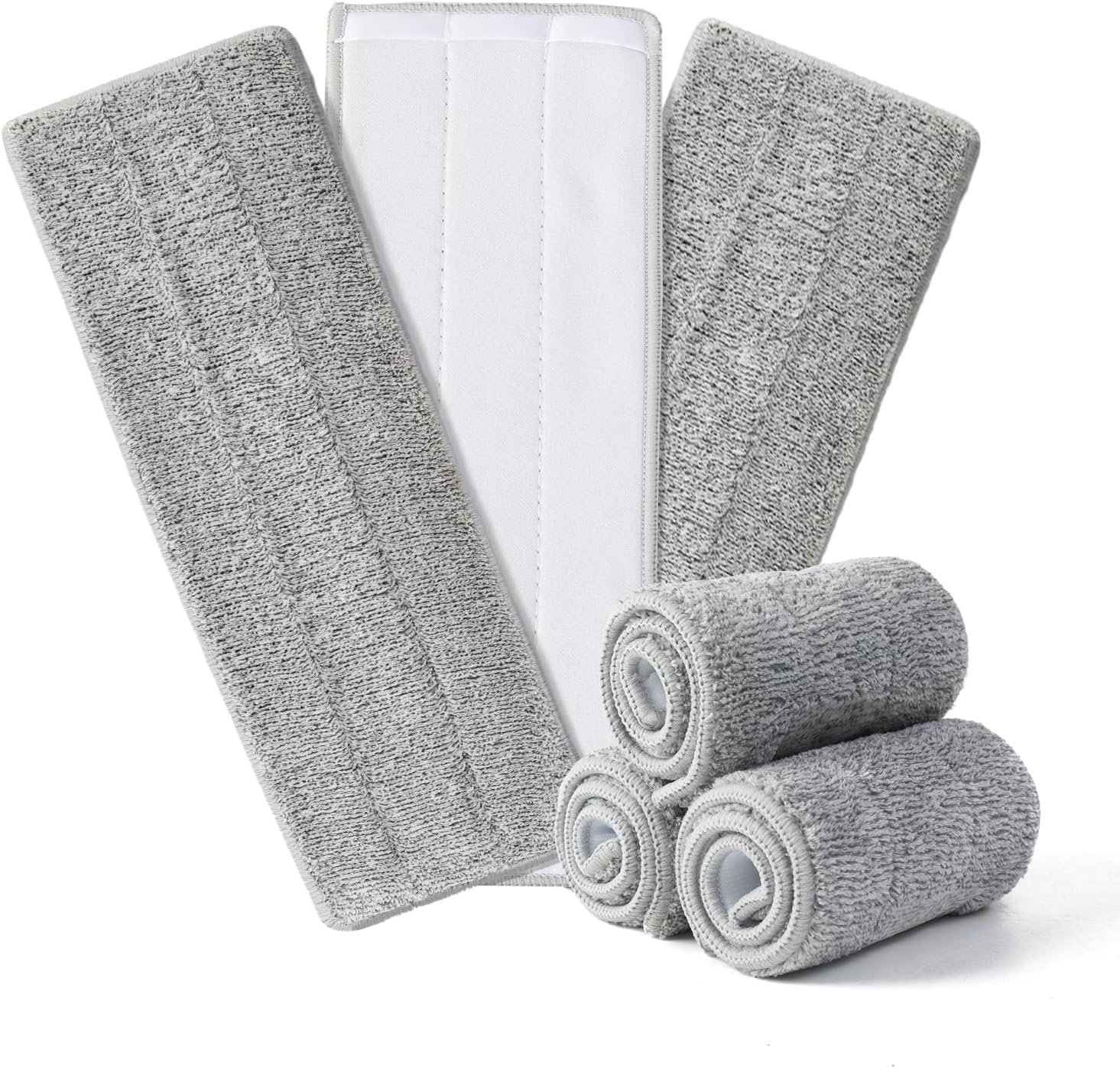 Flat Mop Pads 6pcs for Mop and Bucket Set with Wringer Replacement Microfiber Cloths Compatible with Floor Cleaning Mop Bucket Set - 15.7" X 4.5" - Image 2