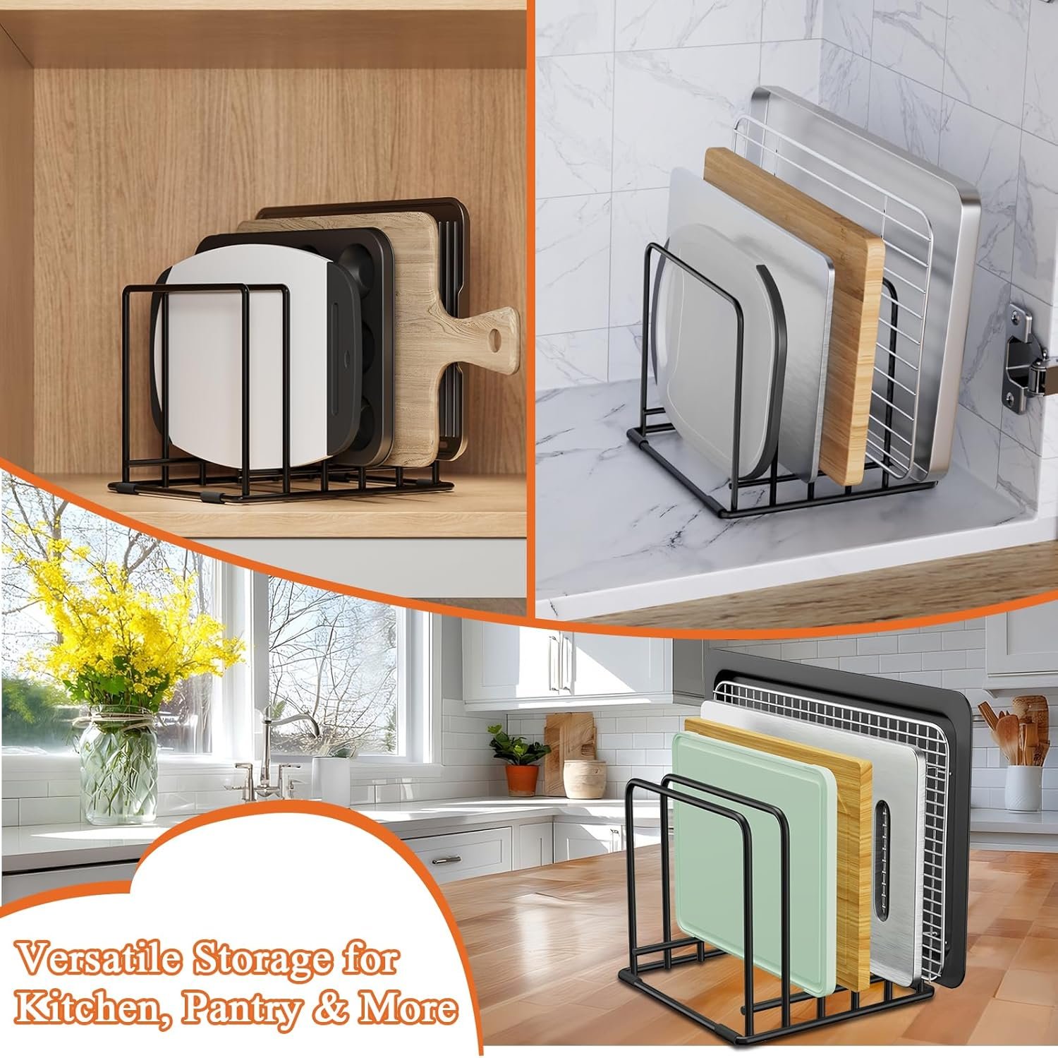 2-Pack Dish Rack & Cutting Board Organizer – 5-Tier Metal Rack for Cutting Boards, Bakeware, Trays – Space-Saving Kitchen Storage, Rust-Resistant Dish Organizer for Cabinets, Countertops & Pantry - Image 5