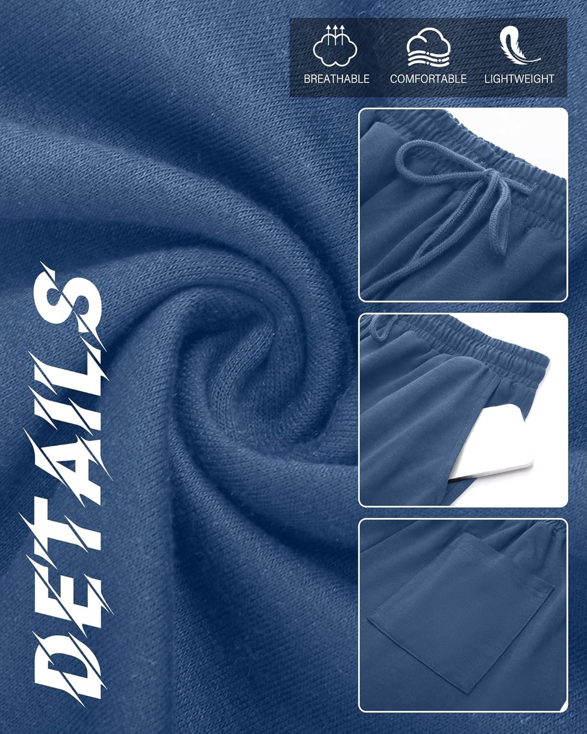 Neer 4 Pack Men's Sweatpants Joggers with Pockets Open Bottom Gym Athletic Pants Baggy Workout Casual Running Clothing - Image 7