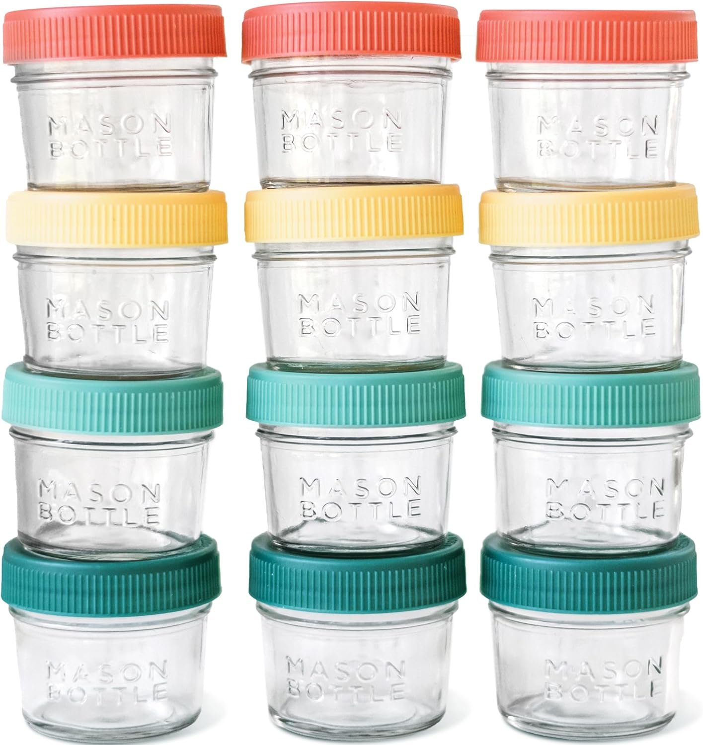 Mason Bottle 4oz Breast Milk Storage Jars (12-Pack) – Reusable Glass Baby Food Containers with Lid for Baby Formula & Breastmilk – Airtight, Stackable, Freezable - Image 2