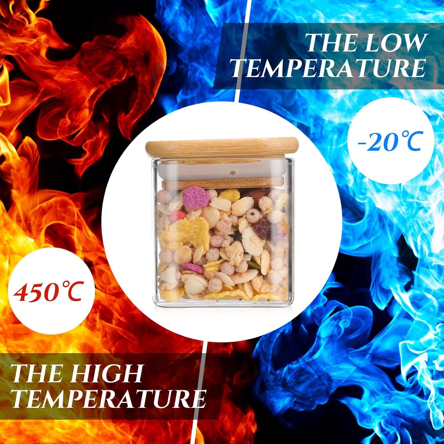 Nuenen Set of 24 Airtight Square Spice Containers 4 oz Glass Spice Jars with Bamboo Lid Small Seasoning Jars Empty Food Storage Containers for Pantry Clear Food Canisters for Kitchen Sugar Coffee - Image 5