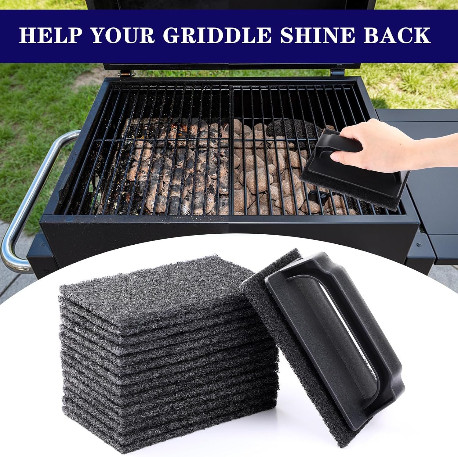124 Pcs Griddle Cleaning Kit Screen Holder Grill Screens Cleaning Pads Heavy Duty Abrasive Mesh Pads for Flat Tops, Cast Iron, Stainless Steel Griddle Cleaner Accessories Bundle - Image 6