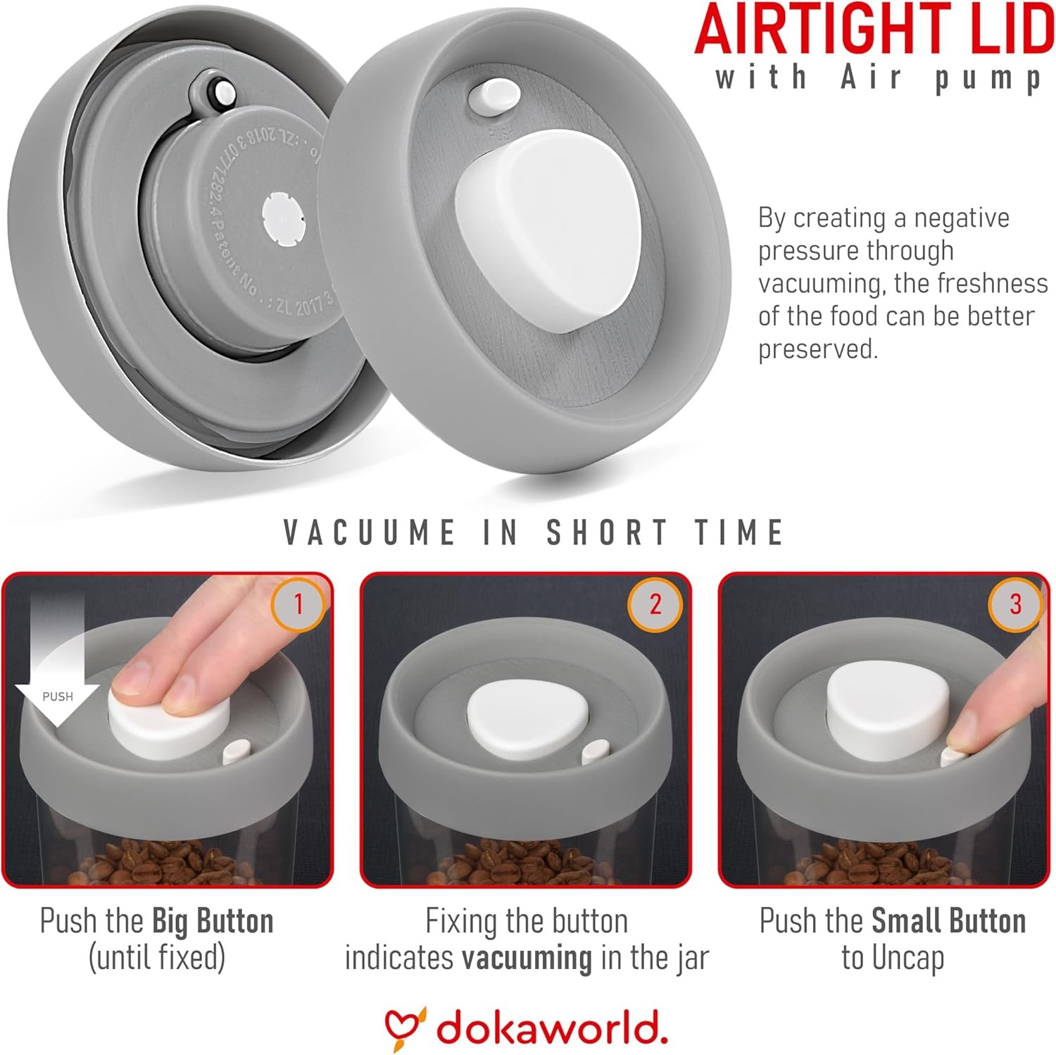 Glass Canisters Set - Kitchen Leakproof Seal Food Storage Jars - Coffee Bean Container - Pack of 5 Glass Canisters With Vacuum Airtight Lids for Cereal, Pet Treats, Nuts, Candy - Image 4